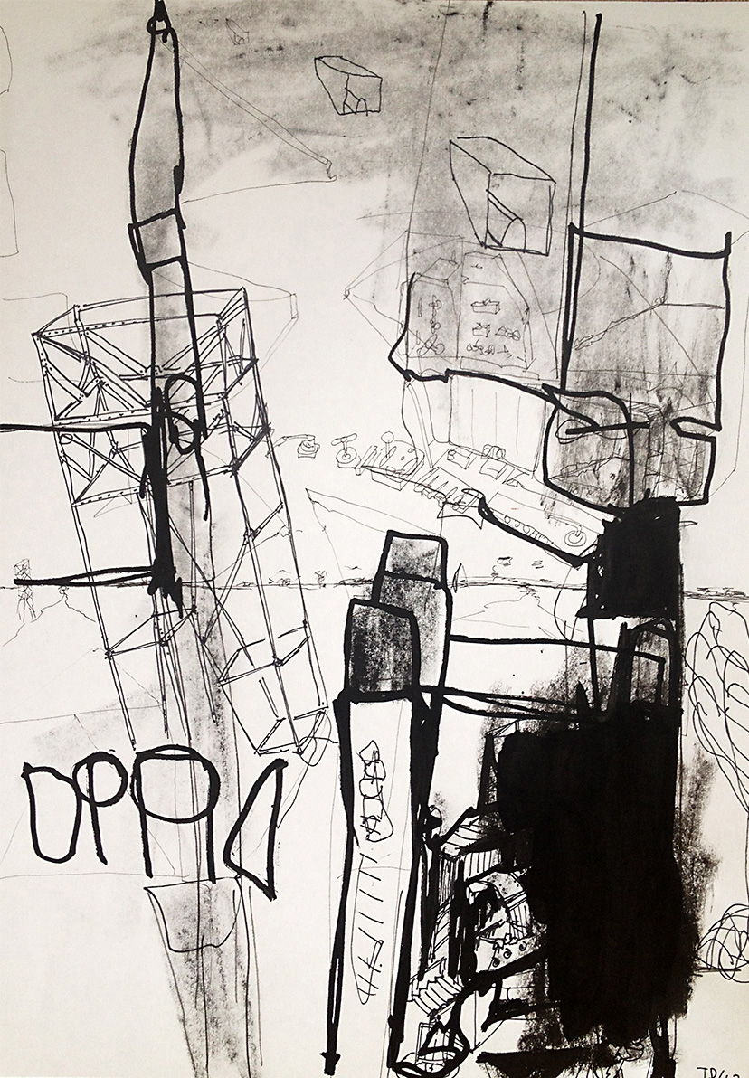 Drawings abstract, architectural, buildings, landscape, black ...