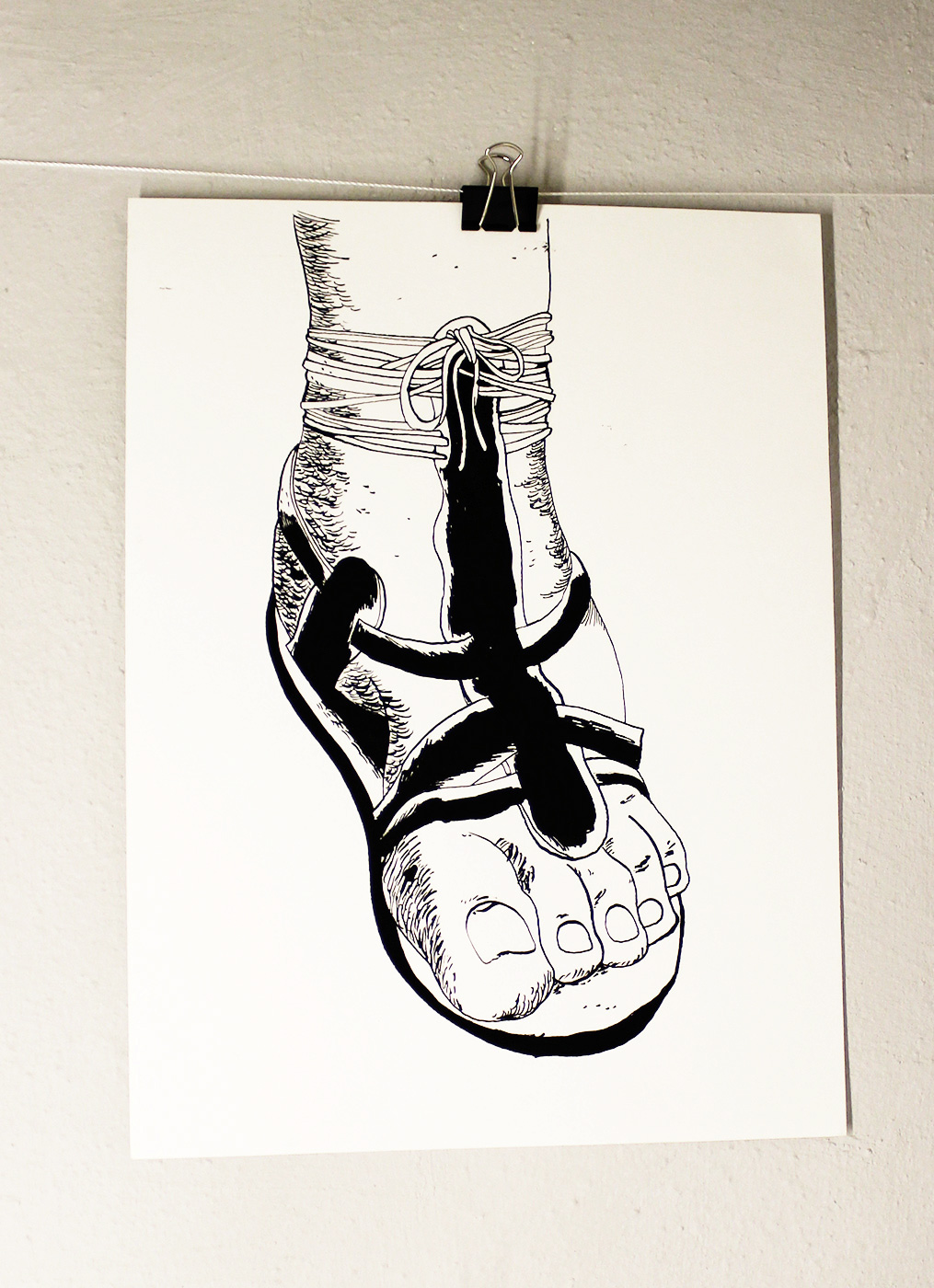 Untitled - 30 x 42 cm. An original illustration by artist Halfdan Pisket. The illustration is not framed. foot logo gladiator strong and expressive art illustrations and drawings, talented Danish illustrator, cartoonist