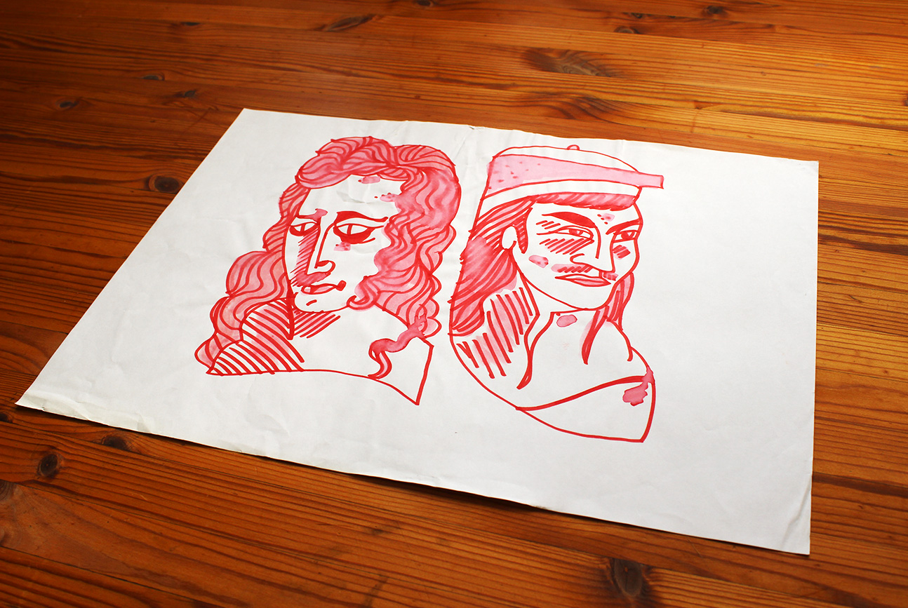 drawings, figurative, illustrative, portraiture, cartoons, humor, people, black, grey, white, paper, marker, faces, men, Buy original high quality art. Paintings, drawings, limited edition prints & posters by talented artists.