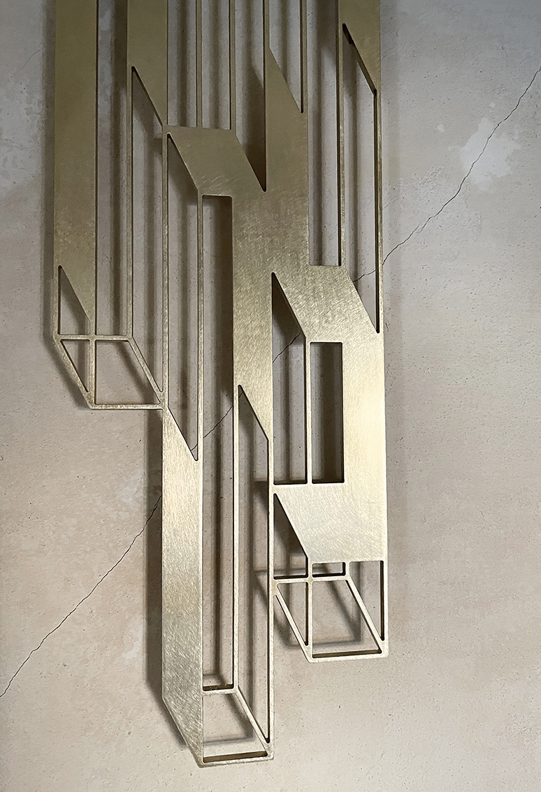 ISO I  /  In Transition | Sculptures | Tina Louise Hunderup | Beauton Art Gallery sculptures, abstract, aesthetic, geometric, monochrome, architecture, patterns, brown, gold, metal, abstract-forms, architectural, Buy original high quality art. Paintings, drawings, limited edition prints & posters by talented artists.