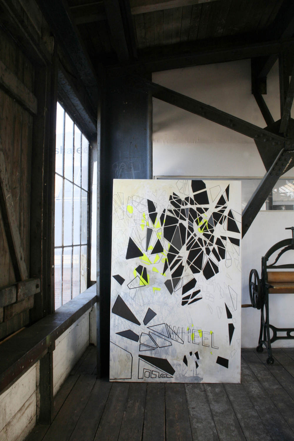 Falling Wonder | Paintings, Collages | Tina Louise Hunderup | Beauton Art Gallery paintings, collages, abstract, geometric, graphical, pop, architecture, movement, patterns, science, black, grey, white, yellow, acrylic, cotton-canvas, pencils, photographs, abstract-forms, architectural, buildings, contemporary-art, danish, decorative, design, farm, interior, interior-design, modern, modern-art, nordic, scandinavien, Buy original high quality art. Paintings, drawings, limited edition prints & posters by talented artists.