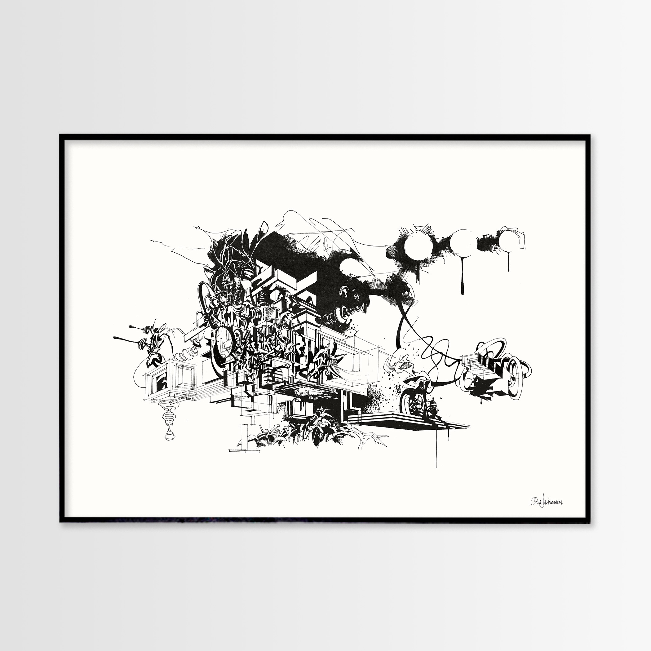 Architect Series III | Posters, Giclee | Ola Juliussen | Beauton Art Gallery posters, giclee, aesthetic, geometric, graphical, monochrome, architecture, botany, nature, patterns, black, white, ink, paper, abstract-forms, architectural, black-and-white, buildings, contemporary-art, danish, decorative, design, interior, interior-design, modern, modern-art, nordic, plants, scandinavien, scenery, Buy original high quality art. Paintings, drawings, limited edition prints & posters by talented artists.