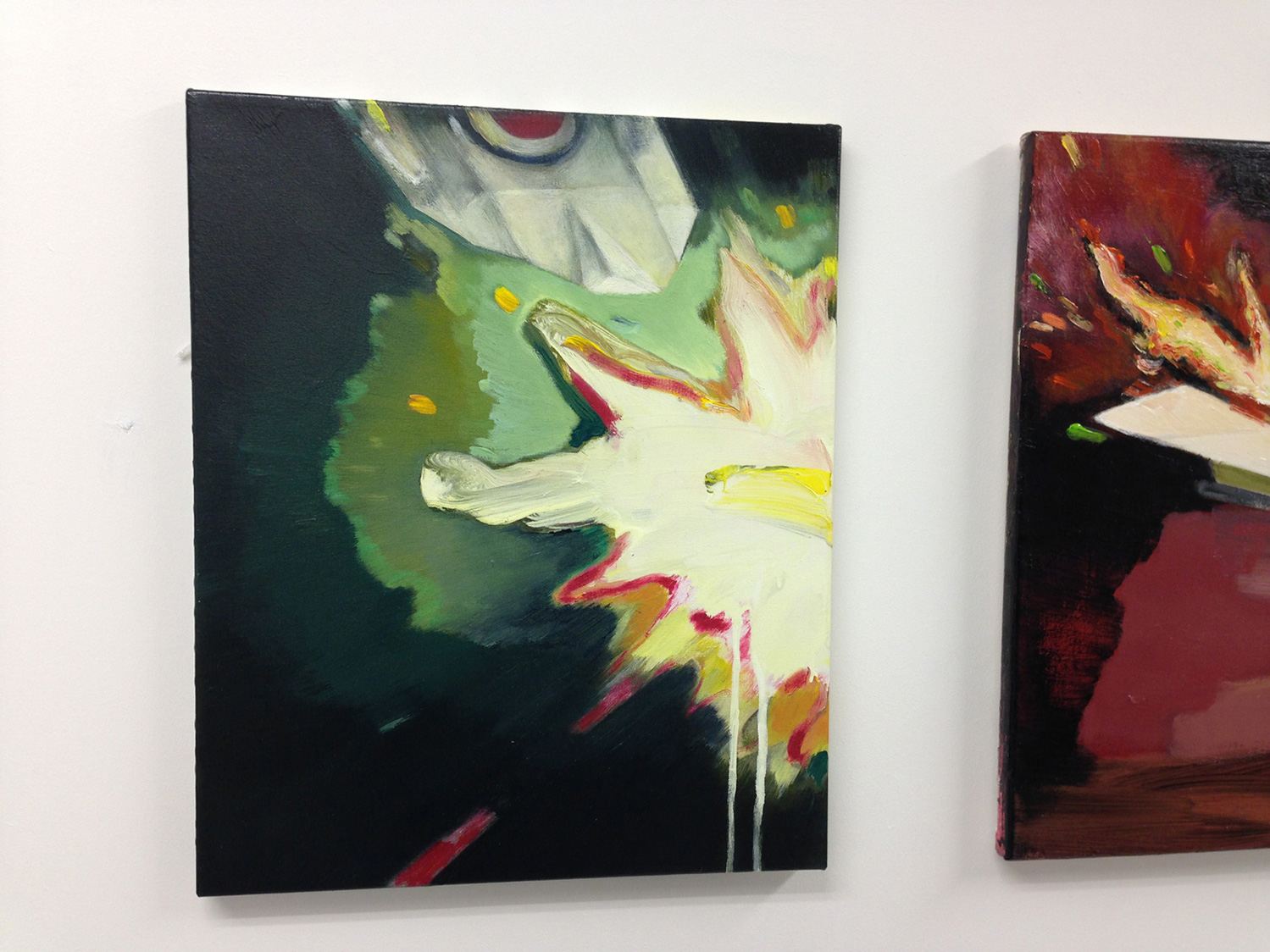 painting acrylic canvas origami paper airplane green explosion expressive drama airplane marck fink