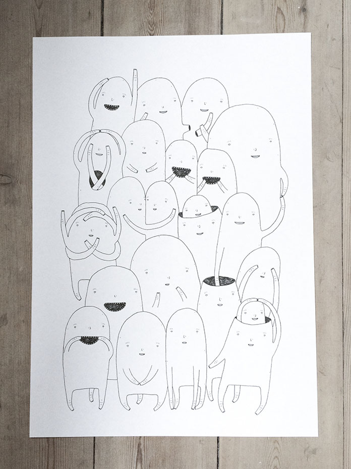 Random people #6 | Drawings | My Buemann | Beauton Art Gallery drawings, animal, family-friendly, illustrative, humor, black, white, artliner, paper, amusing, black-and-white, bright, cute, family, fantasy, kids, sketch, vertical, Buy original high quality art. Paintings, drawings, limited edition prints & posters by talented artists.