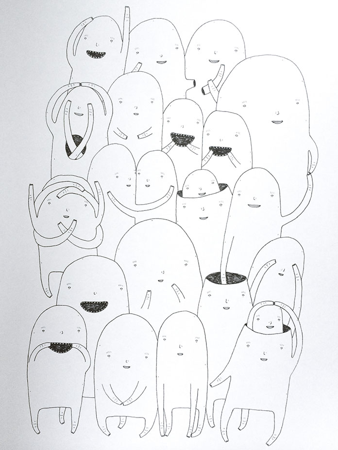 Random people #6 | Drawings | My Buemann | Beauton Art Gallery drawings, animal, family-friendly, illustrative, humor, black, white, artliner, paper, amusing, black-and-white, bright, cute, family, fantasy, kids, sketch, vertical, Buy original high quality art. Paintings, drawings, limited edition prints & posters by talented artists.