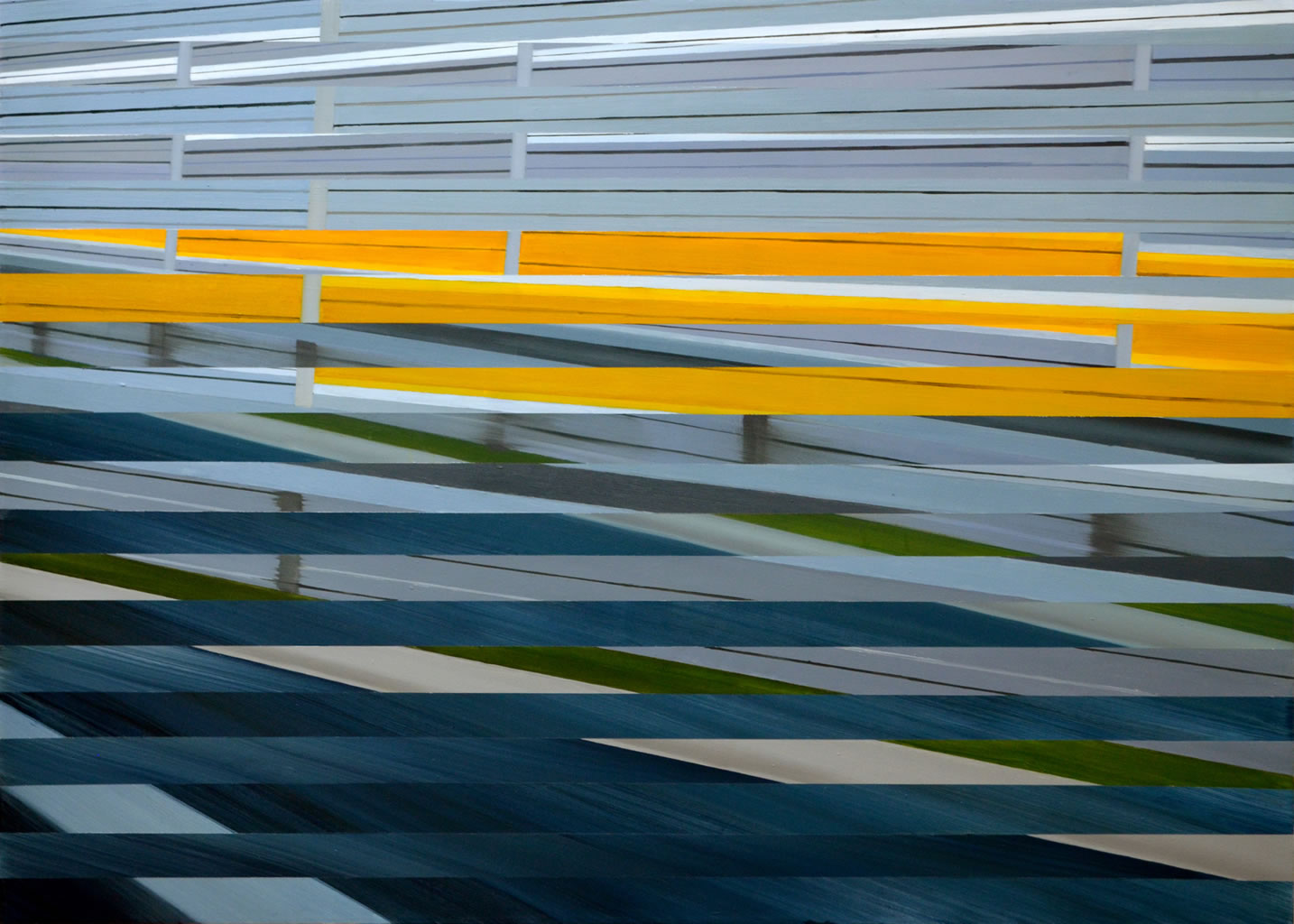 Paintings about speed, A1 | Paintings | Noemi Staniszewska | Beauton Art Gallery paintings, abstract, geometric, architecture, movement, patterns, blue, grey, yellow, cotton-canvas, oil, architectural, buildings, scenery, streets, Buy original high quality art. Paintings, drawings, limited edition prints & posters by talented artists.