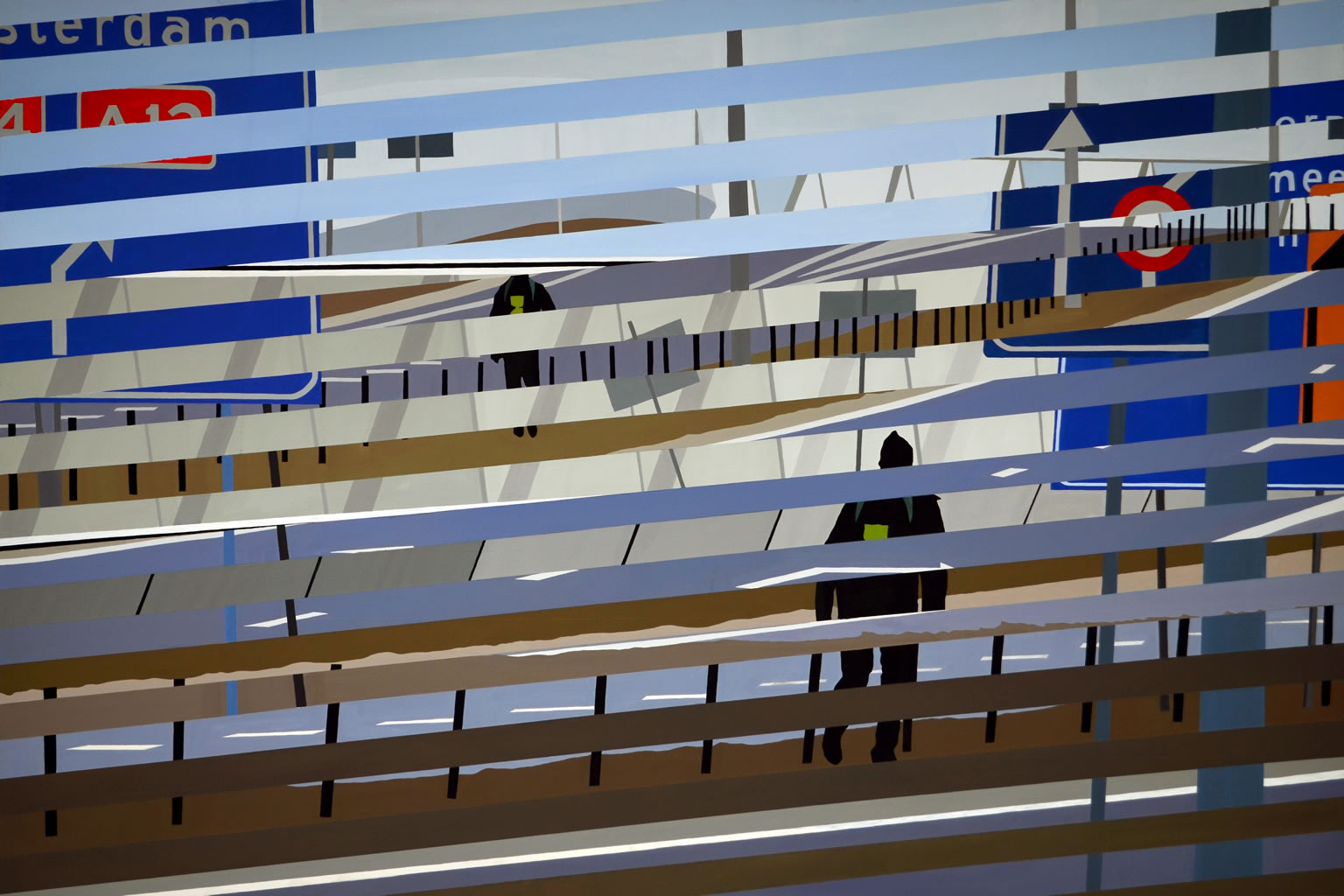 Paintings about speed, A12 | Paintings | Noemi Staniszewska | Beauton Art Gallery paintings, figurative, geometric, graphical, landscape, portraiture, architecture, movement, nature, patterns, transportation, blue, brown, grey, white, acrylic, cotton-canvas, cars, scenery, time, vehicles, Buy original high quality art. Paintings, drawings, limited edition prints & posters by talented artists.