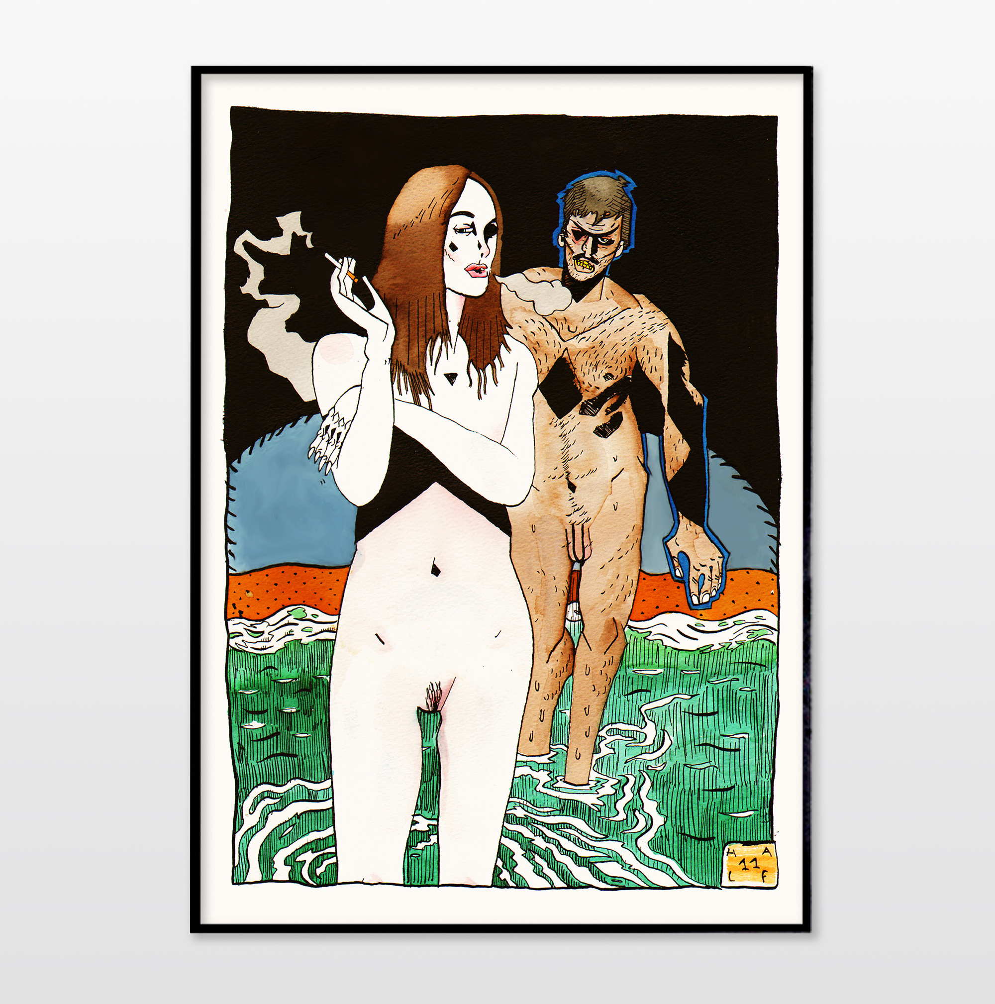 posters-prints, giclee-print, figurative, graphical, illustrative, portraiture, bodies, cartoons, people, sexuality, black, blue, brown, green, orange, ink, paper, contemporary-art, danish, decorative, design, erotic, interior, interior-design, men, modern, modern-art, nordic, nude, posters, scandinavien, sexual, sketch, Buy original high quality art. Paintings, drawings, limited edition prints & posters by talented artists.