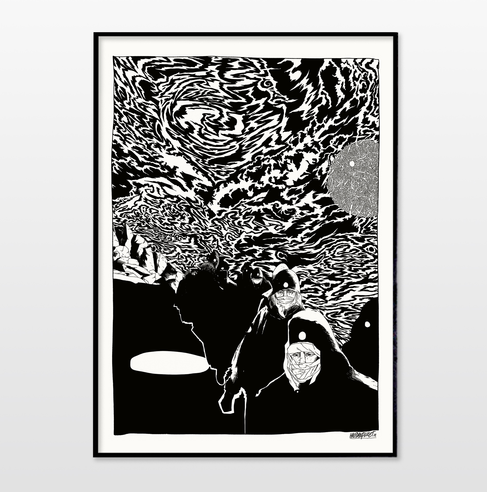 posters-prints, giclee-print, graphical, illustrative, monochrome, portraiture, cartoons, movement, nature, sky, black, white, ink, paper, atmosphere, black-and-white, contemporary-art, danish, decorative, design, faces, modern, modern-art, mountains, nordic, posters, prints, scandinavien, scenery, Buy original high quality art. Paintings, drawings, limited edition prints & posters by talented artists.