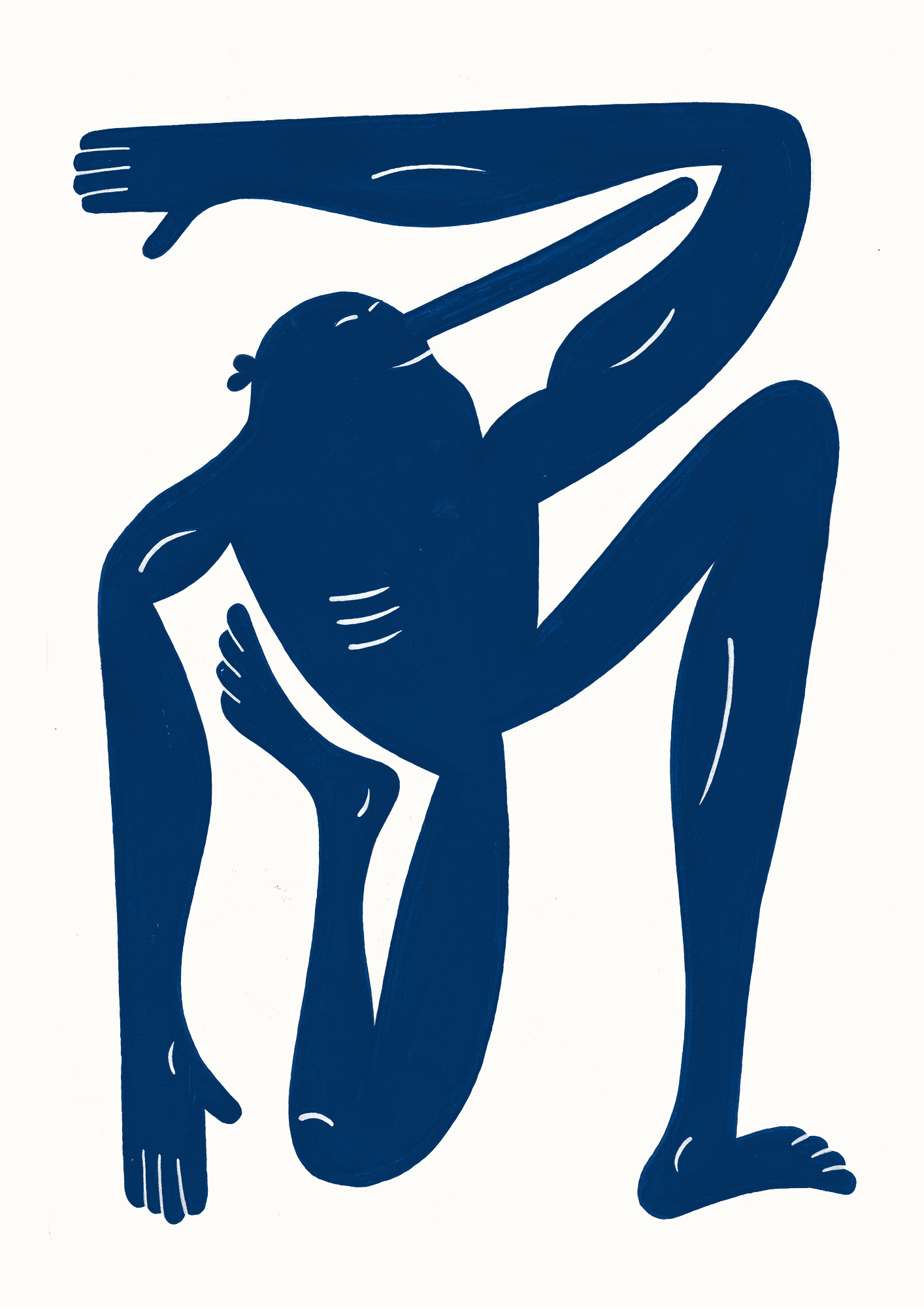 Yoga Exercise II LN Blue | Posters-prints, Giclee-print | Mormor | Beauton Art Gallery posters-prints, giclee-print, family-friendly, figurative, graphical, illustrative, bodies, cartoons, movement, people, sport, blue, ink, paper, amusing, contemporary-art, copenhagen, decorative, design, interior, interior-design, modern, modern-art, posters, prints, Buy original high quality art. Paintings, drawings, limited edition prints & posters by talented artists.