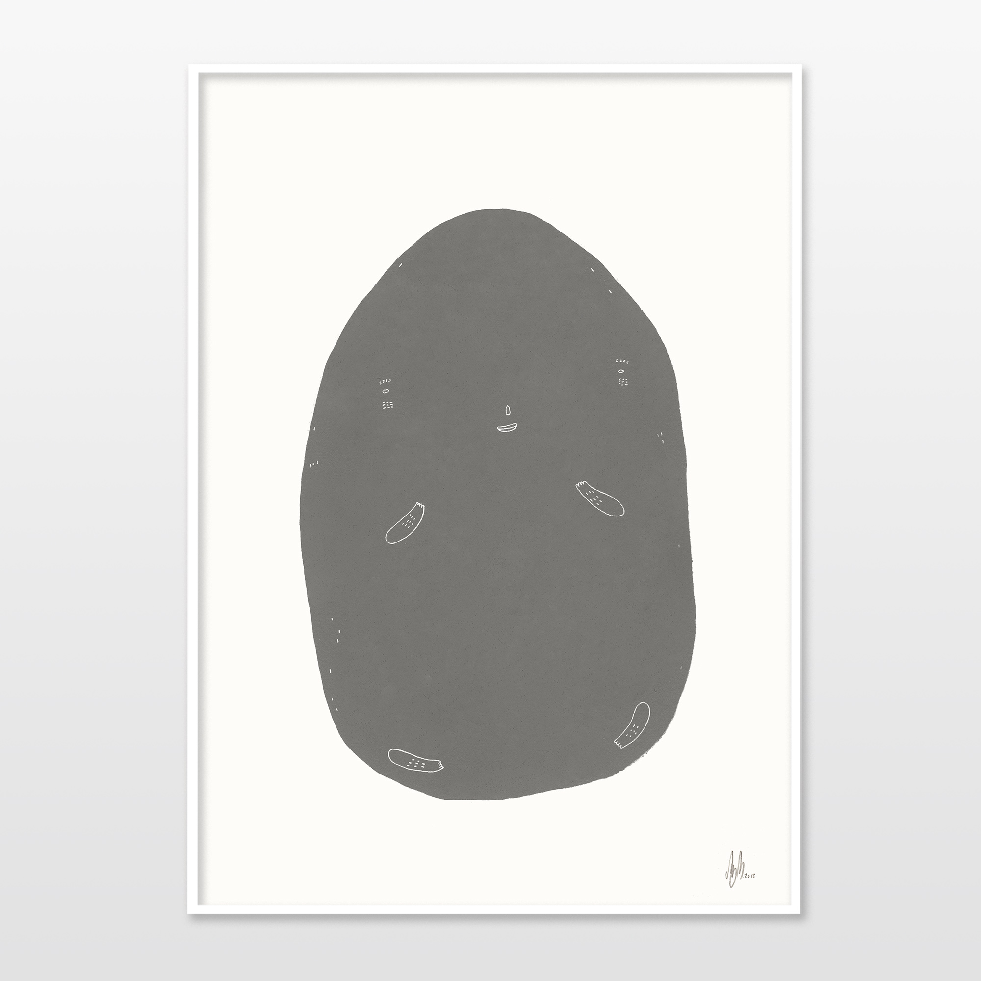 Happy Grey Spot | Art-prints, Giclee | My Buemann | Beauton Art Gallery art-prints, giclee, family-friendly, graphical, illustrative, minimalistic, cartoons, children, humor, moods, grey, white, ink, paper, copenhagen, cute, danish, decorative, design, interior, interior-design, love, modern, nordic, posters, prints, scandinavien, Buy original high quality art. Paintings, drawings, limited edition prints & posters by talented artists.