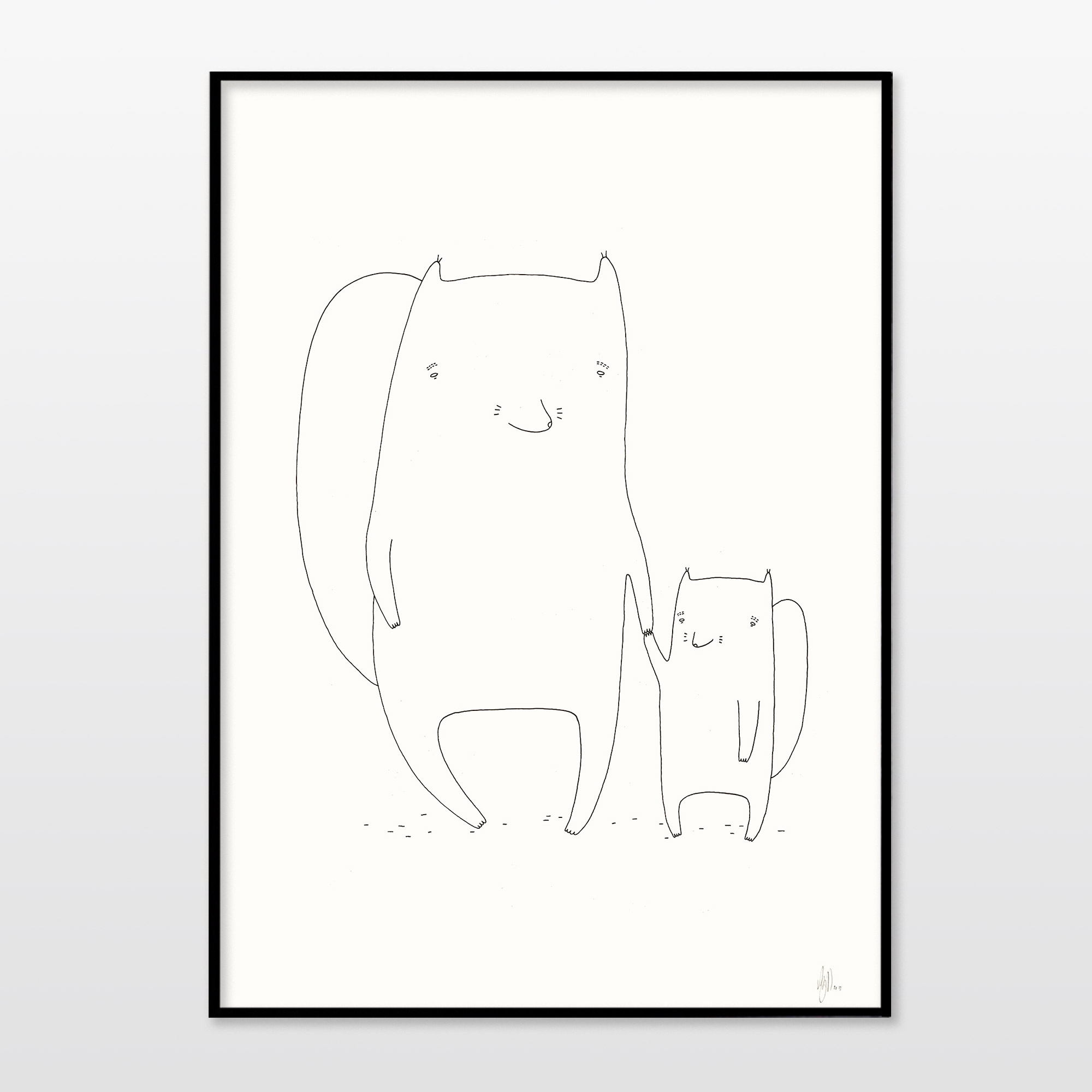 I’ll take care of you | Art-prints, Giclee | My Buemann | Beauton Art Gallery art-prints, giclee, animal, family-friendly, illustrative, minimalistic, animals, children, wildlife, black, white, ink, amusing, black-and-white, copenhagen, cute, danish, decorative, design, interior, interior-design, love, modern, modern-art, nordic, posters, prints, scandinavien, Buy original high quality art. Paintings, drawings, limited edition prints & posters by talented artists.