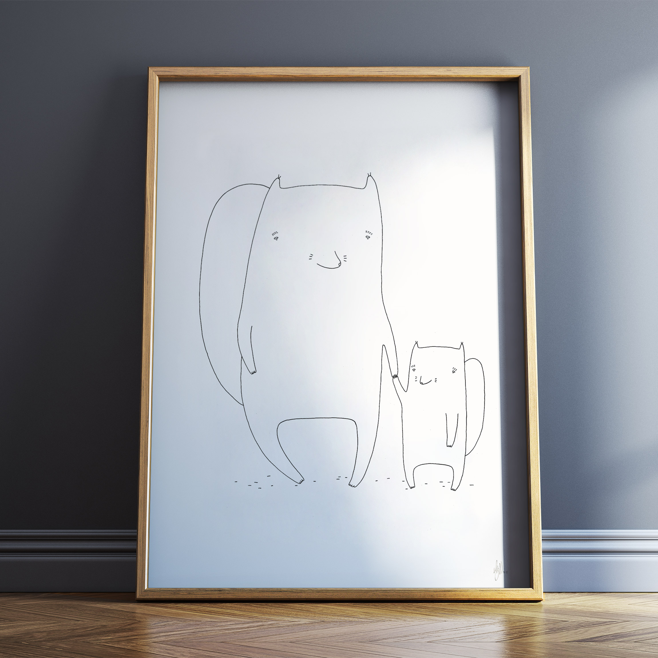 I’ll take care of you | Art-prints, Giclee | My Buemann | Beauton Art Gallery art-prints, giclee, animal, family-friendly, illustrative, minimalistic, animals, children, wildlife, black, white, ink, amusing, black-and-white, copenhagen, cute, danish, decorative, design, interior, interior-design, love, modern, modern-art, nordic, posters, prints, scandinavien, Buy original high quality art. Paintings, drawings, limited edition prints & posters by talented artists.