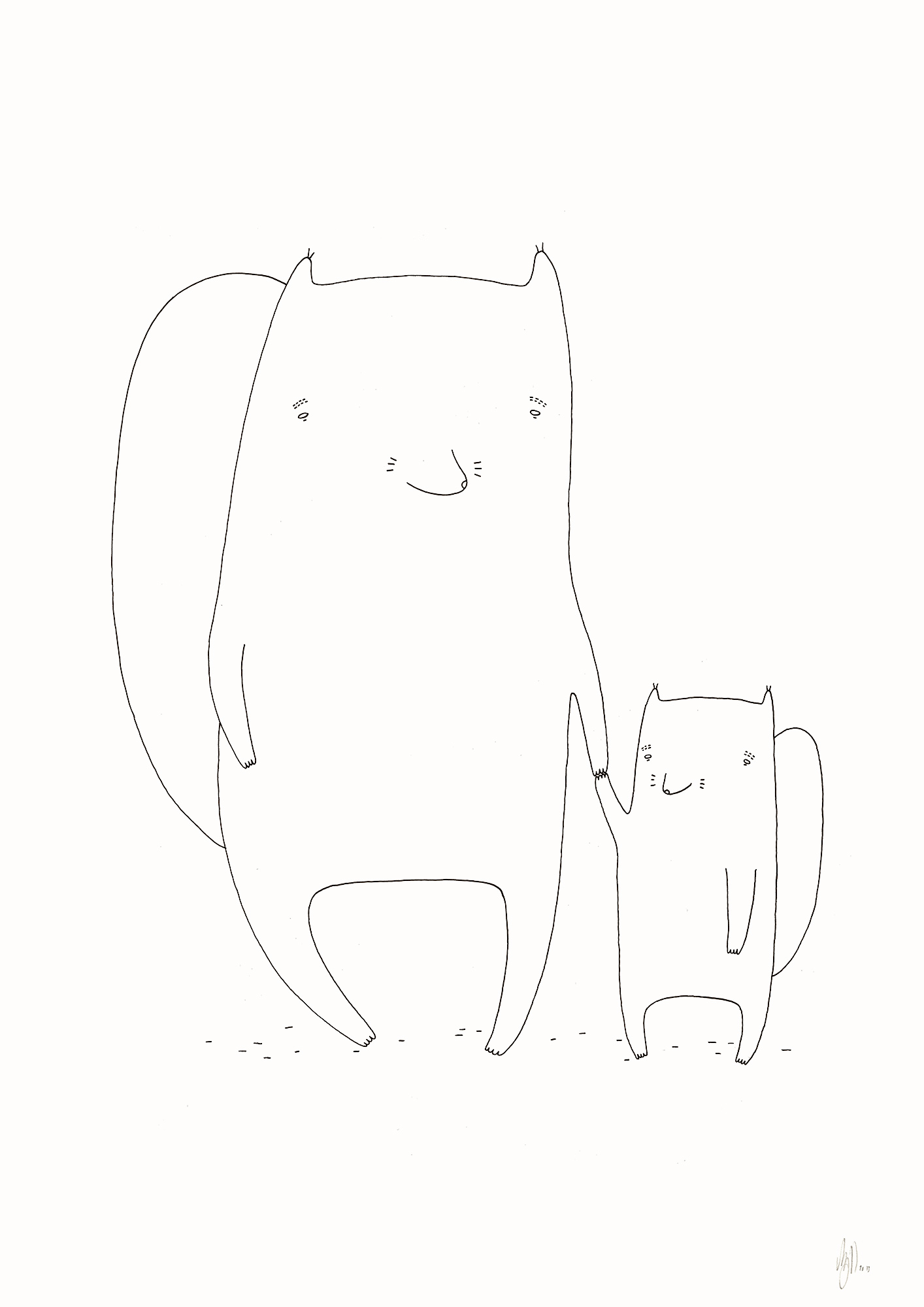 I’ll take care of you | Art-prints, Giclee | My Buemann | Beauton Art Gallery art-prints, giclee, animal, family-friendly, illustrative, minimalistic, animals, children, wildlife, black, white, ink, amusing, black-and-white, copenhagen, cute, danish, decorative, design, interior, interior-design, love, modern, modern-art, nordic, posters, prints, scandinavien, Buy original high quality art. Paintings, drawings, limited edition prints & posters by talented artists.