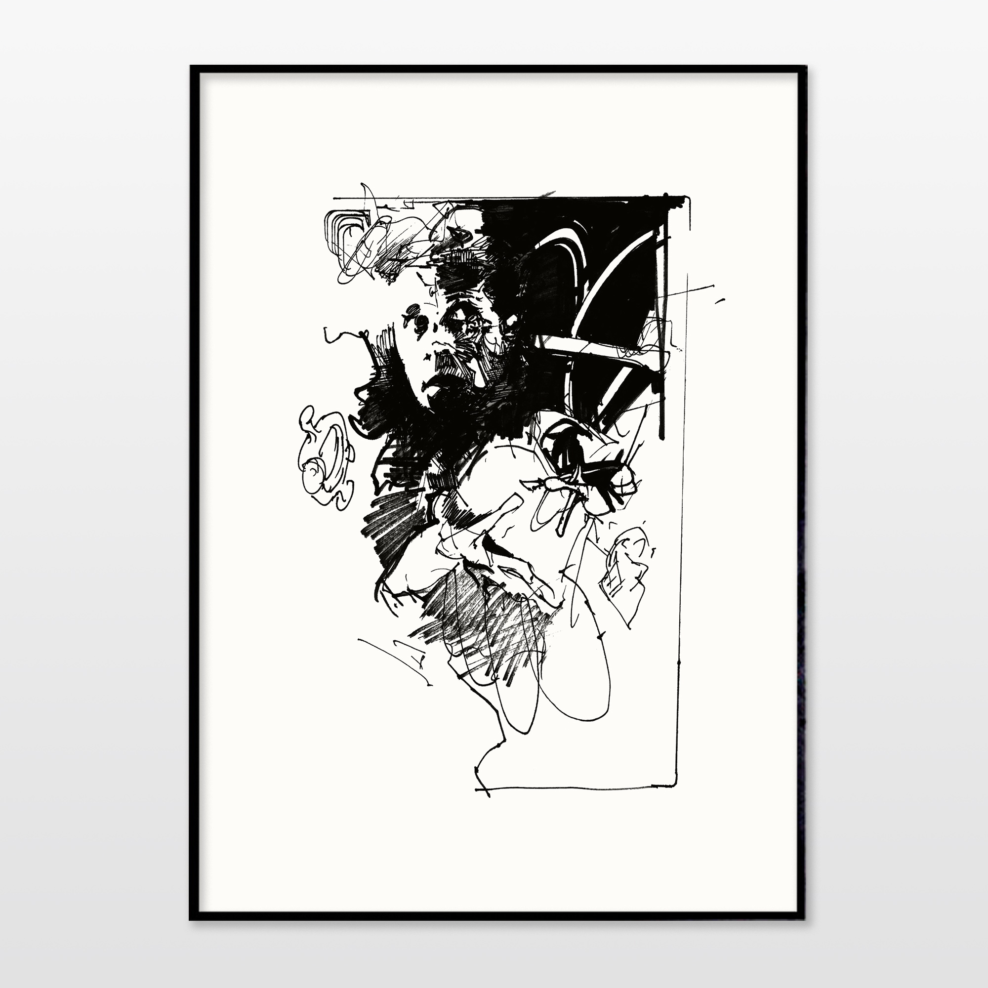 Mirror I | Posters-prints, Giclee-print | Ola Juliussen | Beauton Art Gallery posters-prints, giclee-print, abstract, expressive, figurative, portraiture, patterns, people, black, white, ink, paper, black-and-white, contemporary-art, danish, decorative, design, expressionism, faces, interior, interior-design, modern, modern-art, nordic, posters, prints, scandinavien, Buy original high quality art. Paintings, drawings, limited edition prints & posters by talented artists.