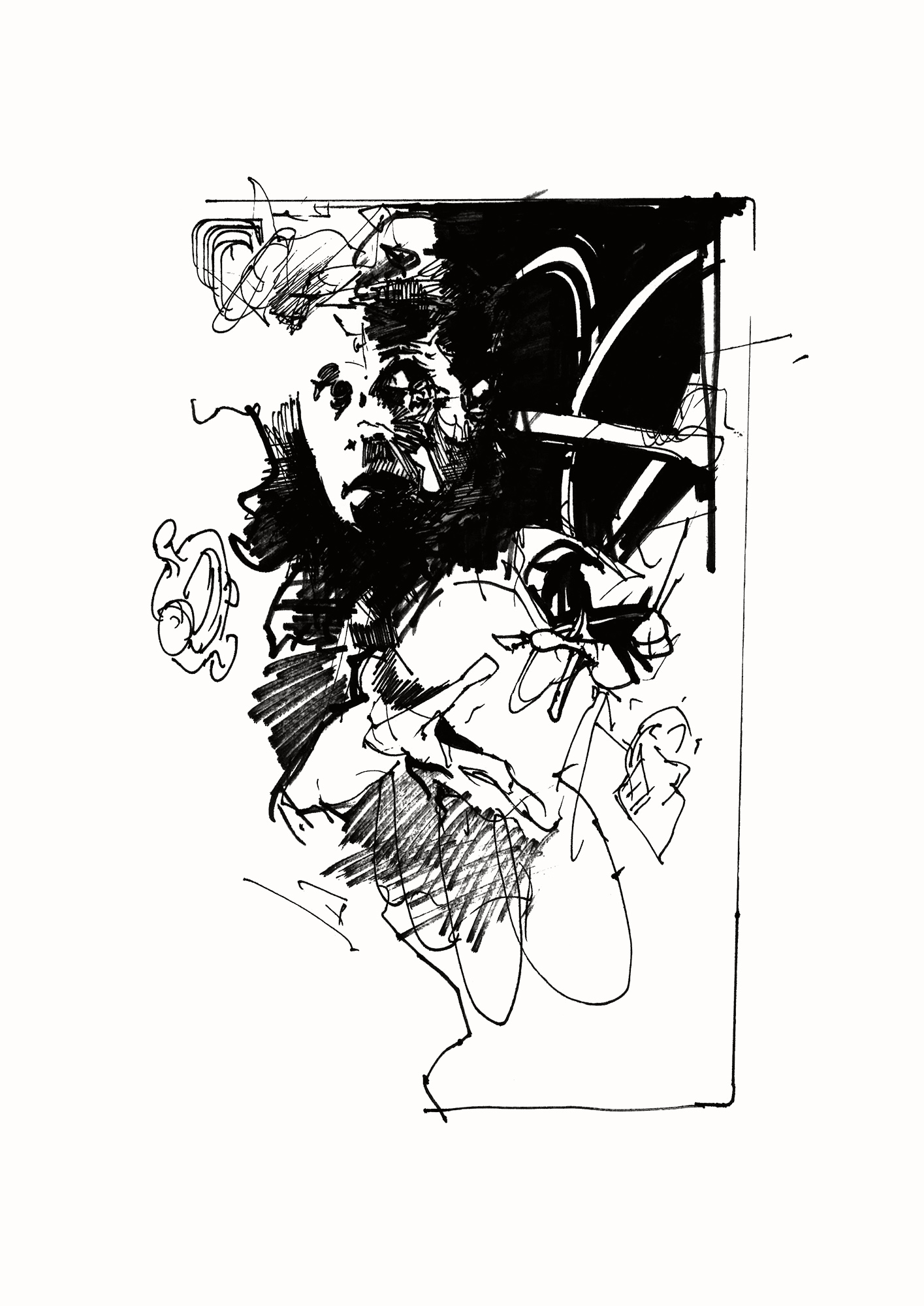 Mirror I | Posters-prints, Giclee-print | Ola Juliussen | Beauton Art Gallery posters-prints, giclee-print, abstract, expressive, figurative, portraiture, patterns, people, black, white, ink, paper, black-and-white, contemporary-art, danish, decorative, design, expressionism, faces, interior, interior-design, modern, modern-art, nordic, posters, prints, scandinavien, Buy original high quality art. Paintings, drawings, limited edition prints & posters by talented artists.