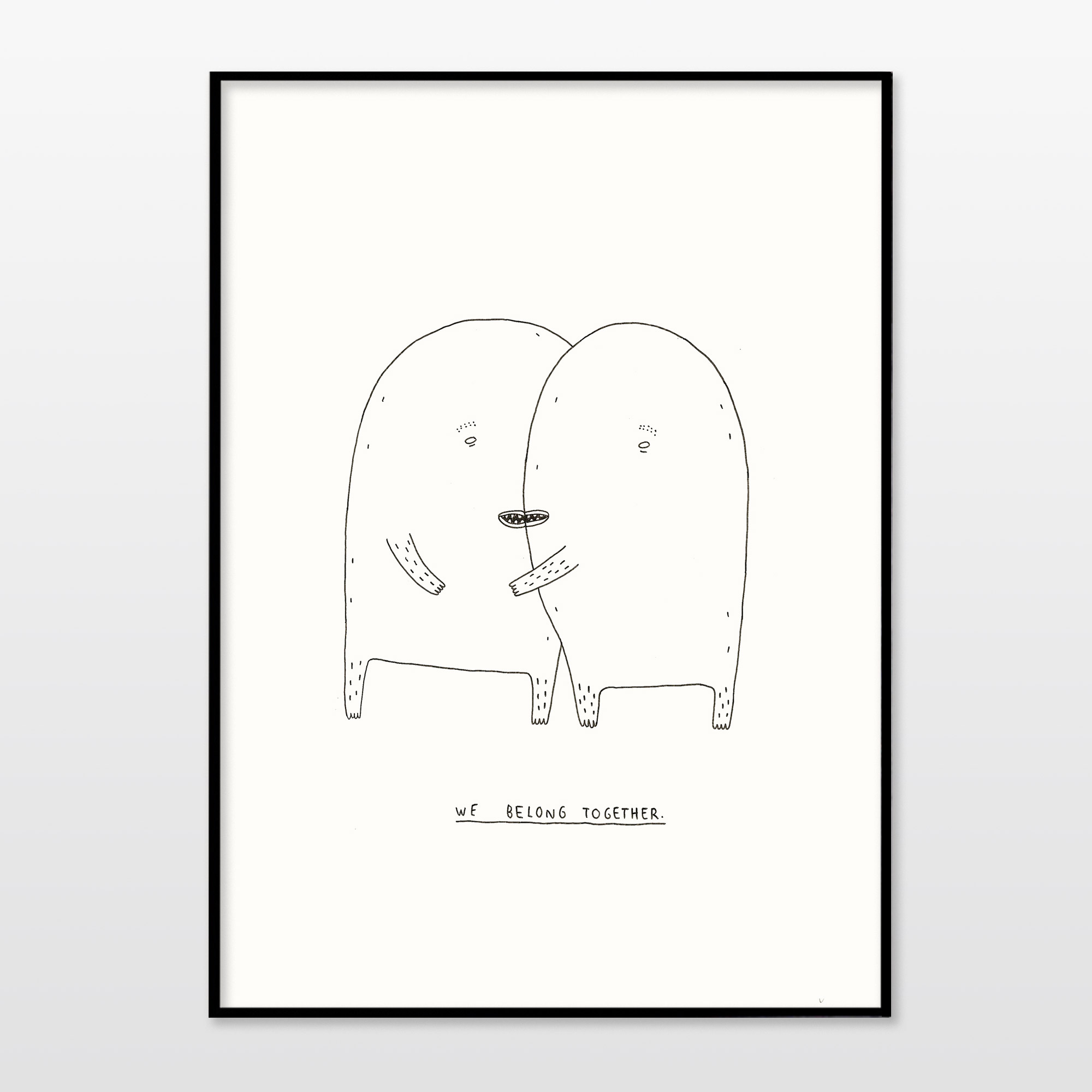 We belong together | Posters-prints, Giclee-print | My Buemann | Beauton Art Gallery posters-prints, giclee-print, family-friendly, illustrative, minimalistic, children, moods, people, black, white, paper, black-and-white, cute, danish, design, interior, interior-design, love, modern, modern-art, nordic, posters, prints, scandinavien, Buy original high quality art. Paintings, drawings, limited edition prints & posters by talented artists.