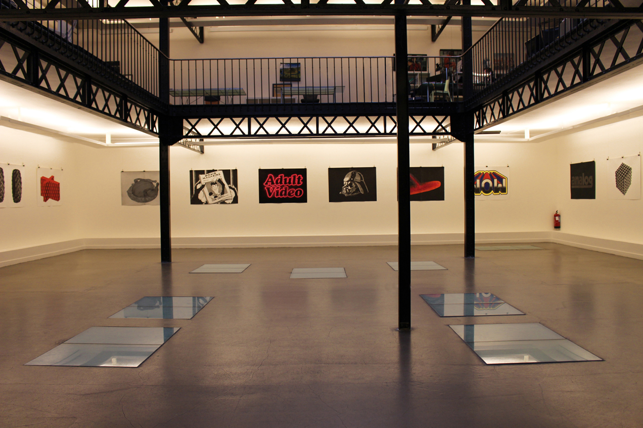 Adult Video Pink - 140 x 100 cm. Limited edition linocut print by Marta Banaszak ADULT VIDEO linocut_detail