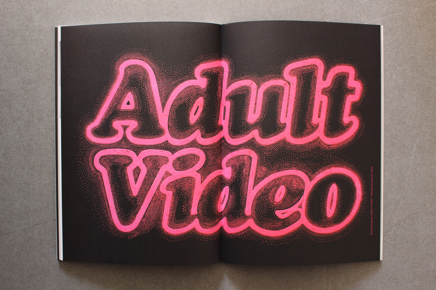 Adult Video Pink - 140 x 100 cm. Limited edition linocut print by Marta Banaszak ADULT VIDEO linocut_Warsawholic Magazine