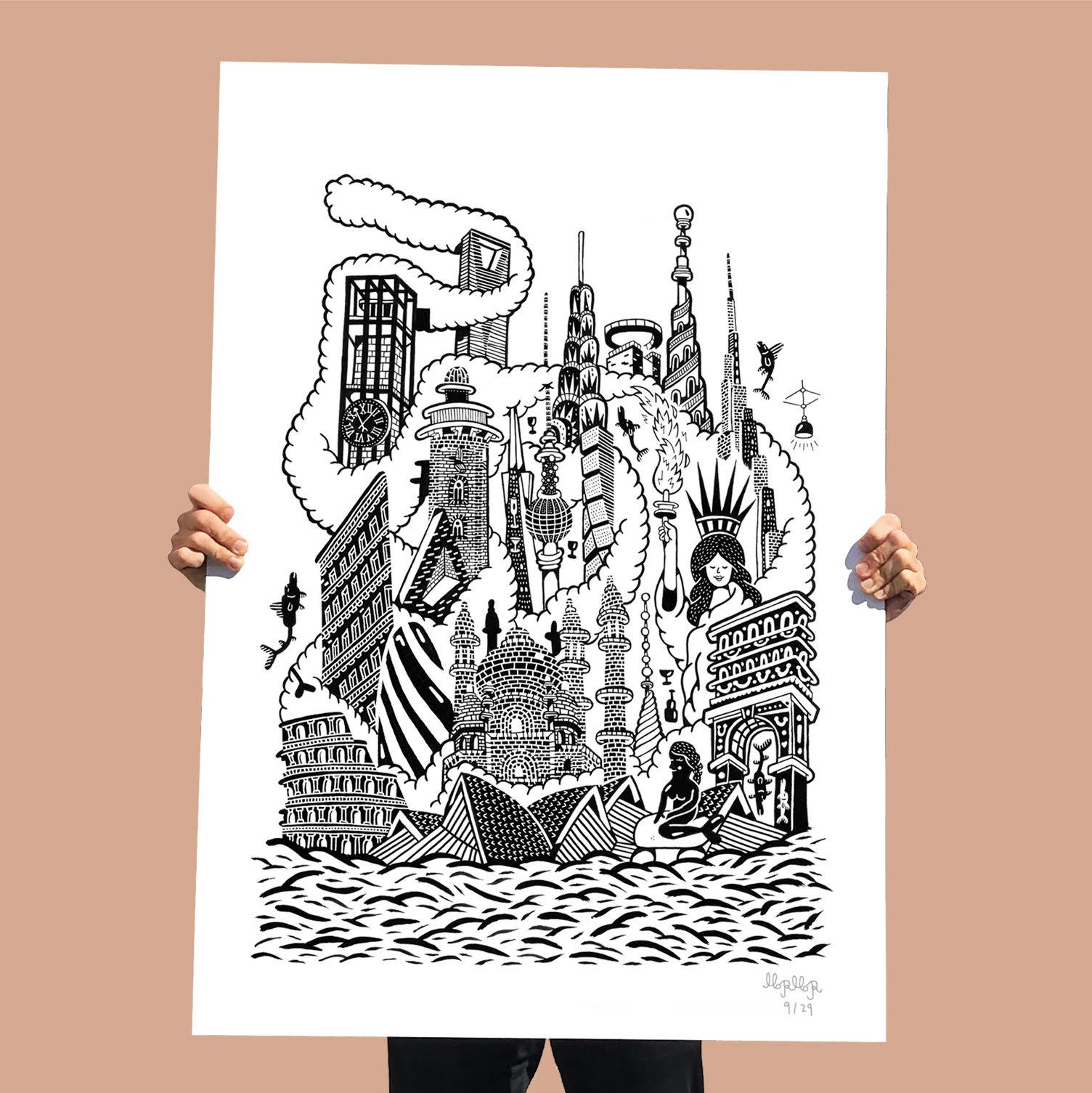 posters-prints, giclee-print, family-friendly, figurative, graphical, illustrative, landscape, pop, architecture, cartoons, children, humor, oceans, black, white, ink, paper, amusing, architectural, beach, black-and-white, buildings, celebrities, cities, contemporary-art, decorative, design, garden, interior, interior-design, modern, modern-art, Buy original high quality art. Paintings, drawings, limited edition prints & posters by talented artists.