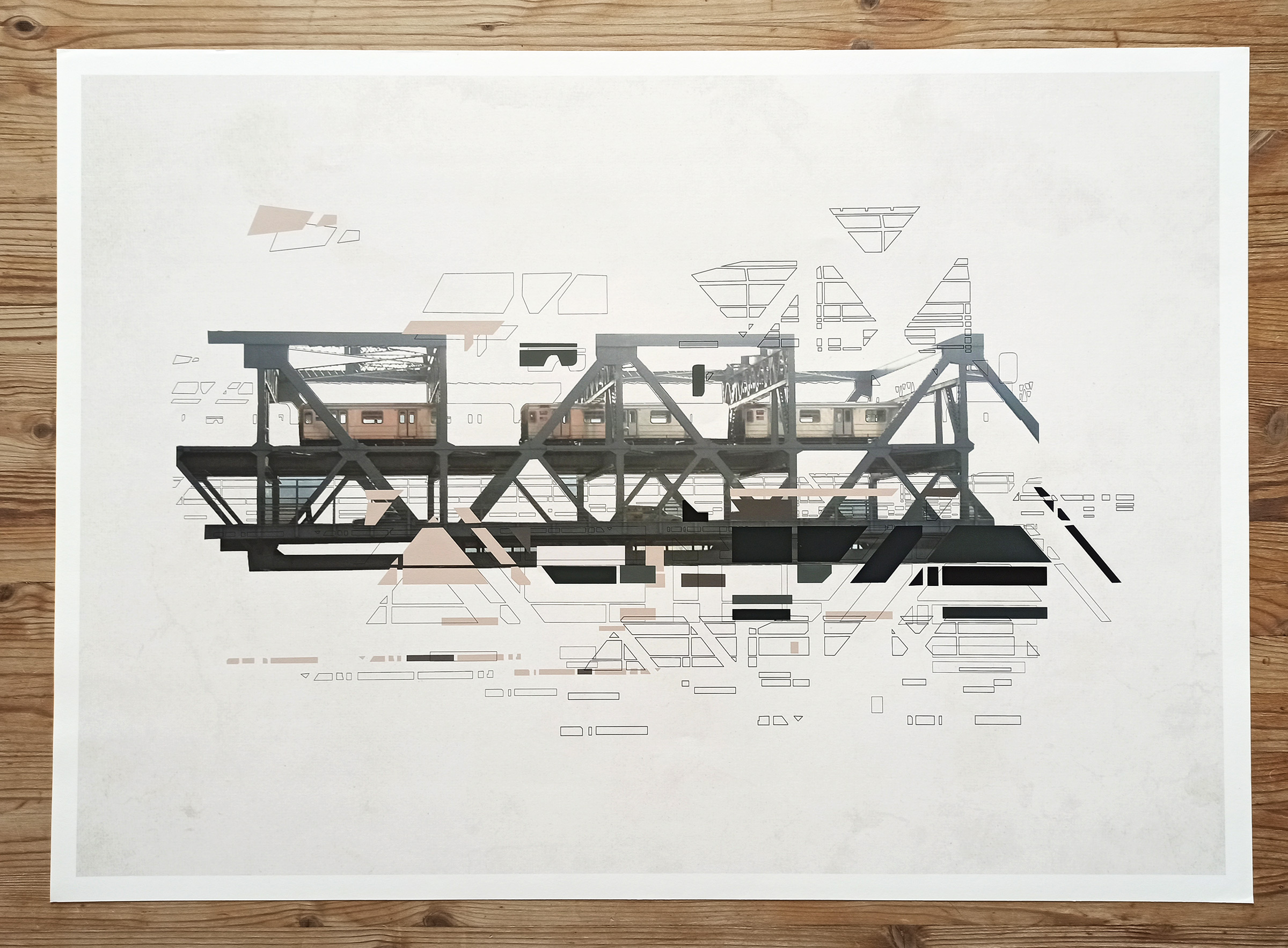 Bridge to the Bronx | Posters-prints, Photographs, New-media | Tina Louise Hunderup | Beauton Art Gallery posters-prints, photographs, new-media, aesthetic, geometric, graphical, minimalistic, still-life, architecture, movement, technology, transportation, beige, brown, grey, red, yellow, ink, paper, abstract-forms, architectural, beautiful, buildings, contemporary-art, copenhagen, danish, decorative, design, horizontal, interior, interior-design, nordic, Buy original high quality art. Paintings, drawings, limited edition prints & posters by talented artists.