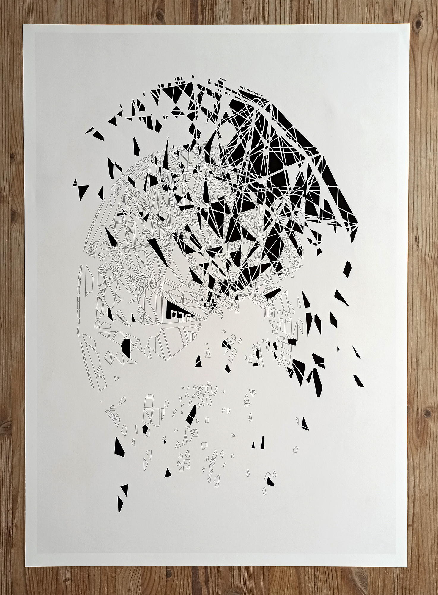 Fallen Wonder | Posters-prints, Photographs, New-media | Tina Louise Hunderup | Beauton Art Gallery posters-prints, photographs, new-media, abstract, aesthetic, geometric, graphical, architecture, patterns, beige, black, white, ink, paper, abstract-forms, architectural, beautiful, buildings, decorative, design, interior, interior-design, modern, modern-art, symmetry, Buy original high quality art. Paintings, drawings, limited edition prints & posters by talented artists.