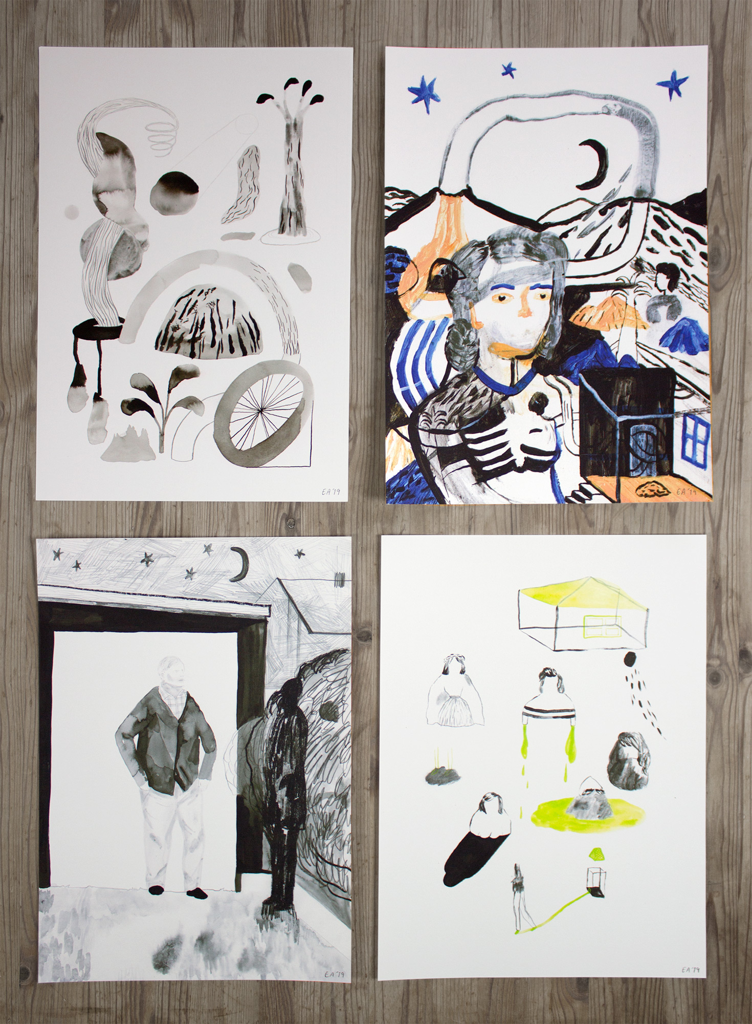 Within | Posters-prints, Giclee-print | Emilie Aastrup | Beauton Art Gallery posters-prints, giclee-print, figurative, portraiture, surrealistic, people, black, blue, orange, white, acrylic, watercolor, wood, other-mediums, abstract-forms, contemporary-art, copenhagen, decorative, faces, female, interior, interior-design, modern, modern-art, nordic, posters, scandinavien, trees, women, Buy original high quality art. Paintings, drawings, limited edition prints & posters by talented artists.