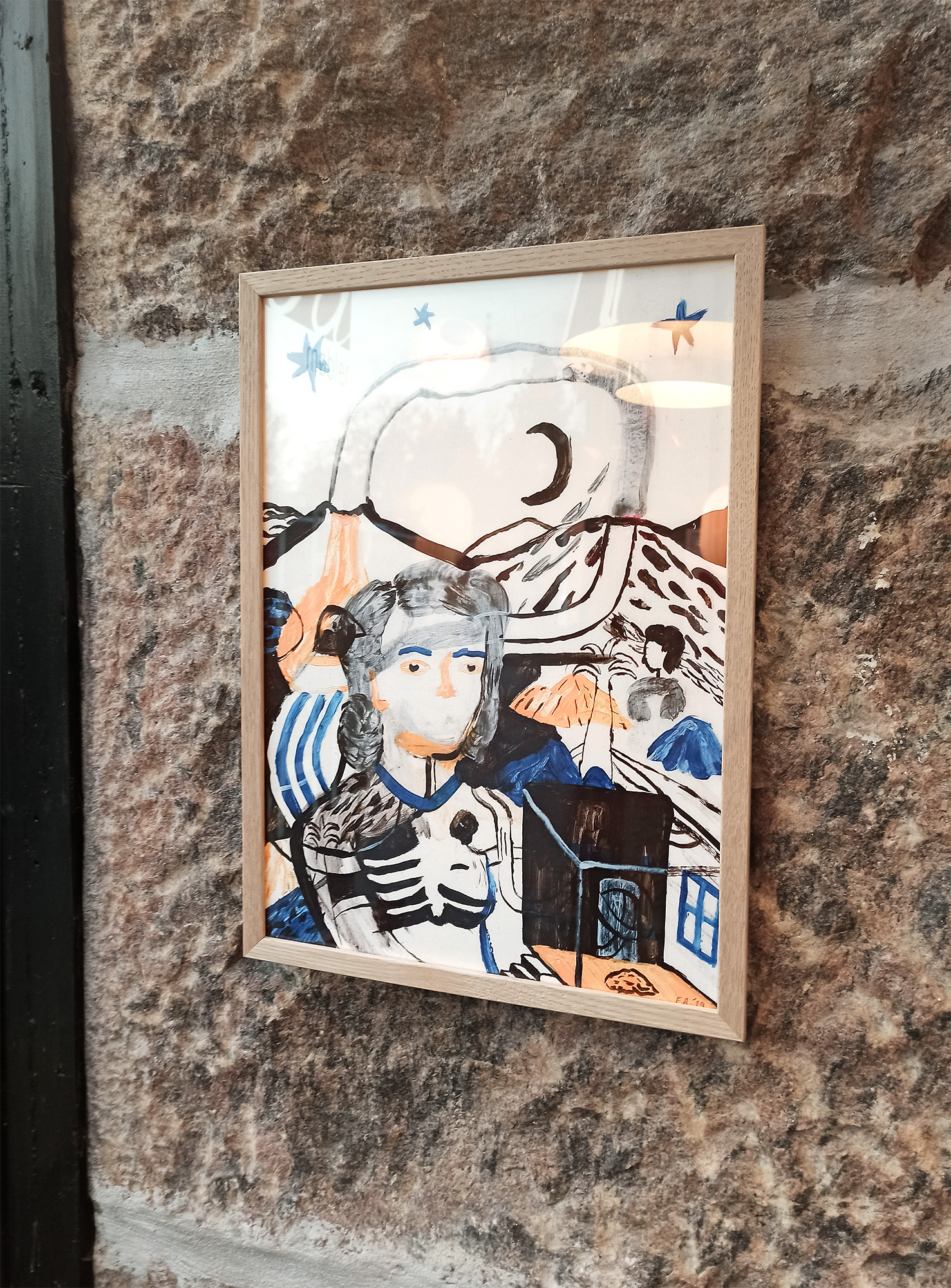 Within | Posters-prints, Giclee-print | Emilie Aastrup | Beauton Art Gallery posters-prints, giclee-print, figurative, portraiture, surrealistic, people, black, blue, orange, white, acrylic, watercolor, wood, other-mediums, abstract-forms, contemporary-art, copenhagen, decorative, faces, female, interior, interior-design, modern, modern-art, nordic, posters, scandinavien, trees, women, Buy original high quality art. Paintings, drawings, limited edition prints & posters by talented artists.