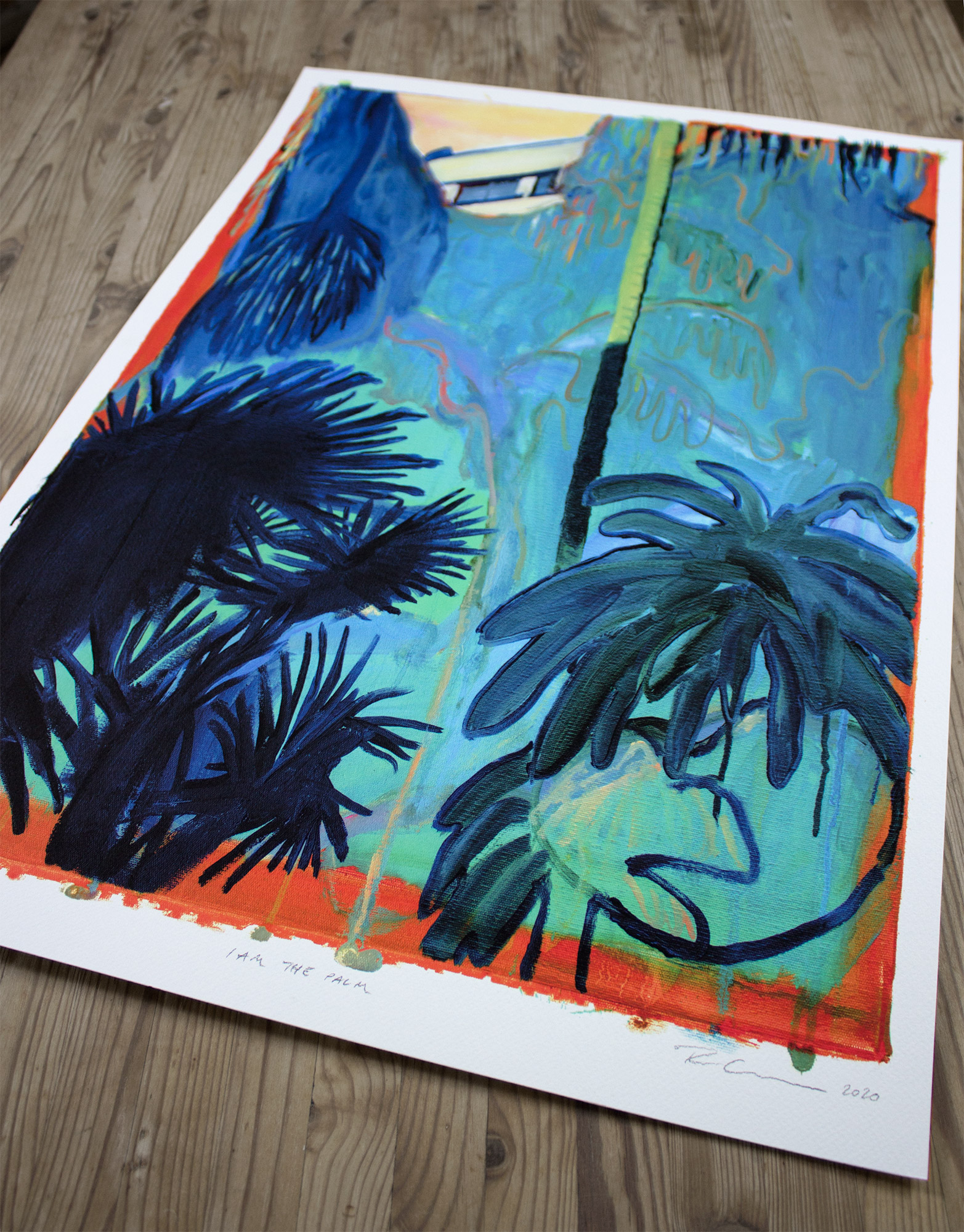 I am the palm | Posters-prints, Giclee-print | Rafael Guerrero Céspedes | Beauton Art Gallery posters-prints, giclee-print, aesthetic, colorful, figurative, illustrative, landscape, botany, nature, blue, orange, turquoise, ink, paper, beautiful, contemporary-art, copenhagen, danish, decorative, design, forest, interior, interior-design, modern, modern-art, nordic, plants, posters, scandinavien, Buy original high quality art. Paintings, drawings, limited edition prints & posters by talented artists.