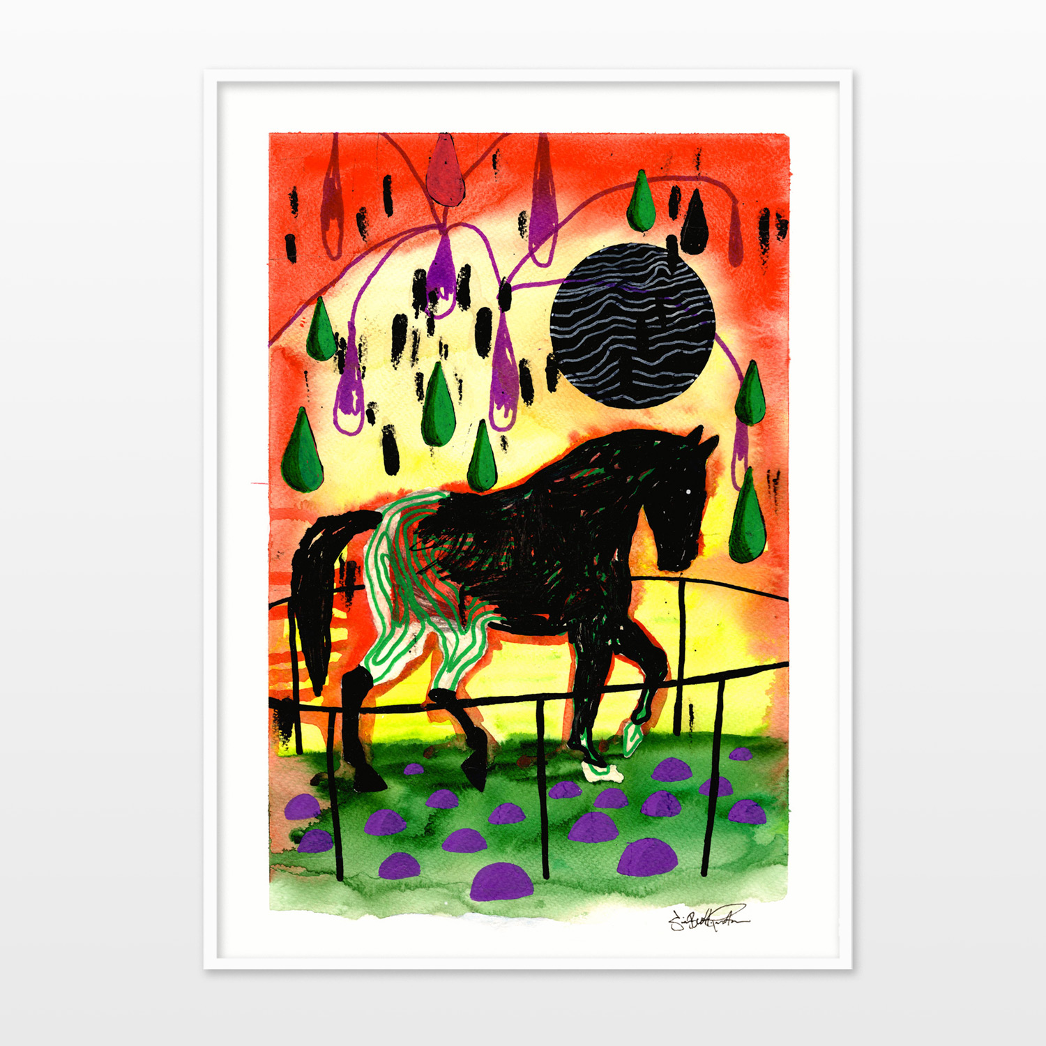 posters-prints, giclee-print, colorful, figurative, illustrative, animals, botany, nature, wildlife, black, green, red, yellow, ink, paper, contemporary-art, danish, horses, interior, interior-design, modern, modern-art, nordic, posters, pretty, prints, scandinavien, Buy original high quality art. Paintings, drawings, limited edition prints & posters by talented artists.