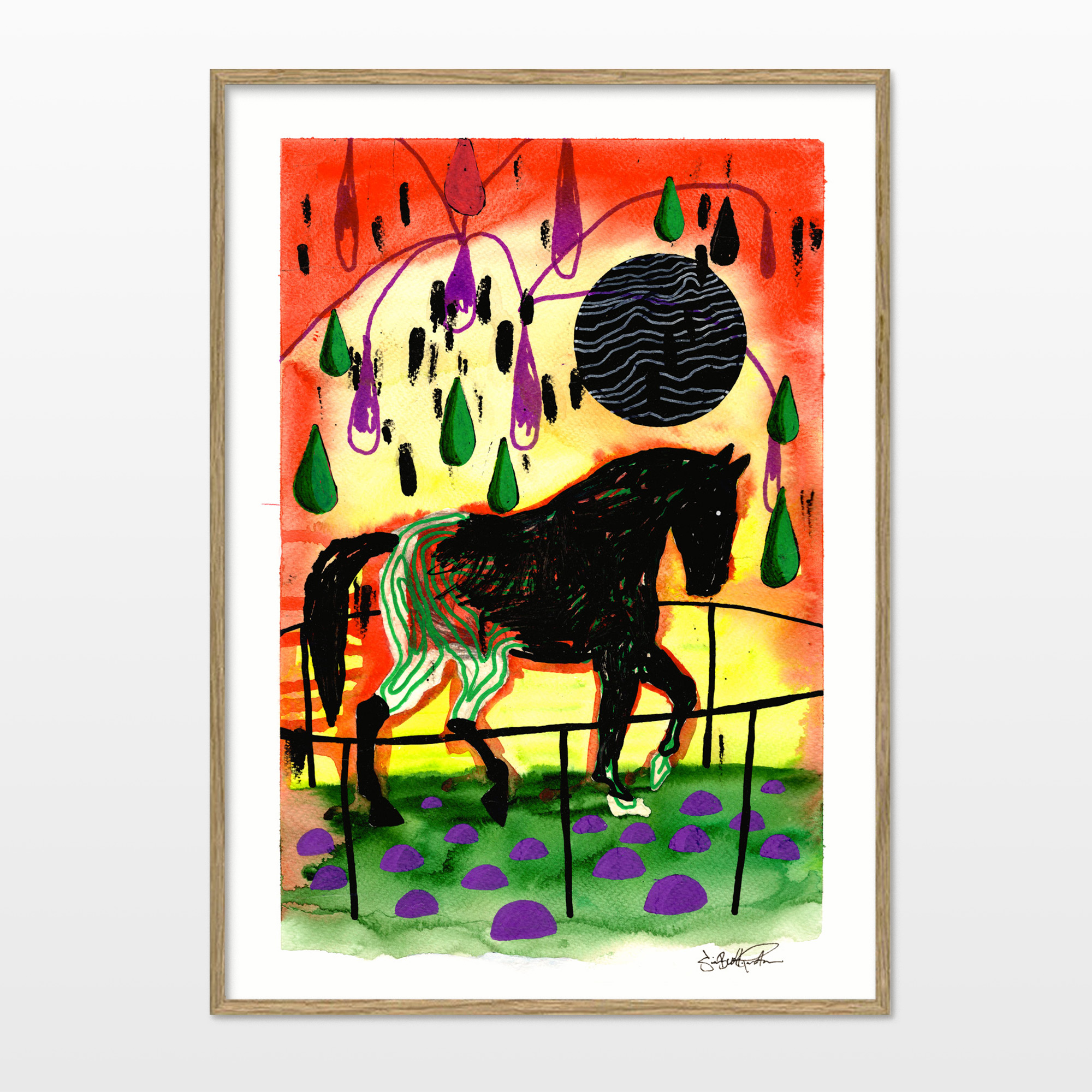 posters-prints, giclee-print, colorful, figurative, illustrative, animals, botany, nature, wildlife, black, green, red, yellow, ink, paper, contemporary-art, danish, horses, interior, interior-design, modern, modern-art, nordic, posters, pretty, prints, scandinavien, Buy original high quality art. Paintings, drawings, limited edition prints & posters by talented artists.