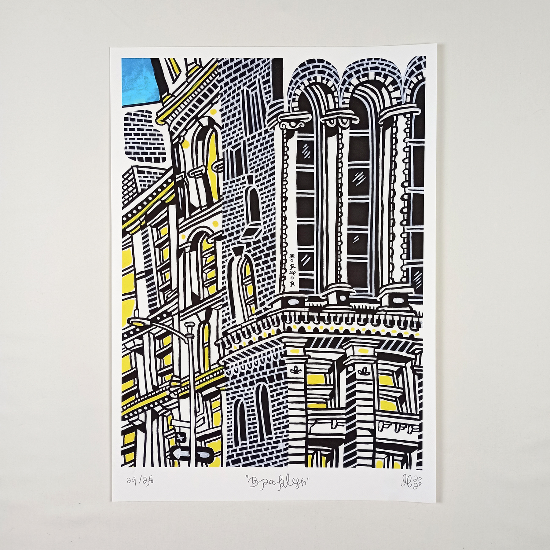 posters-prints, giclee-print, colorful, family-friendly, illustrative, architecture, cartoons, children, black, blue, yellow, ink, paper, posters, Buy original high quality art. Paintings, drawings, limited edition prints & posters by talented artists.