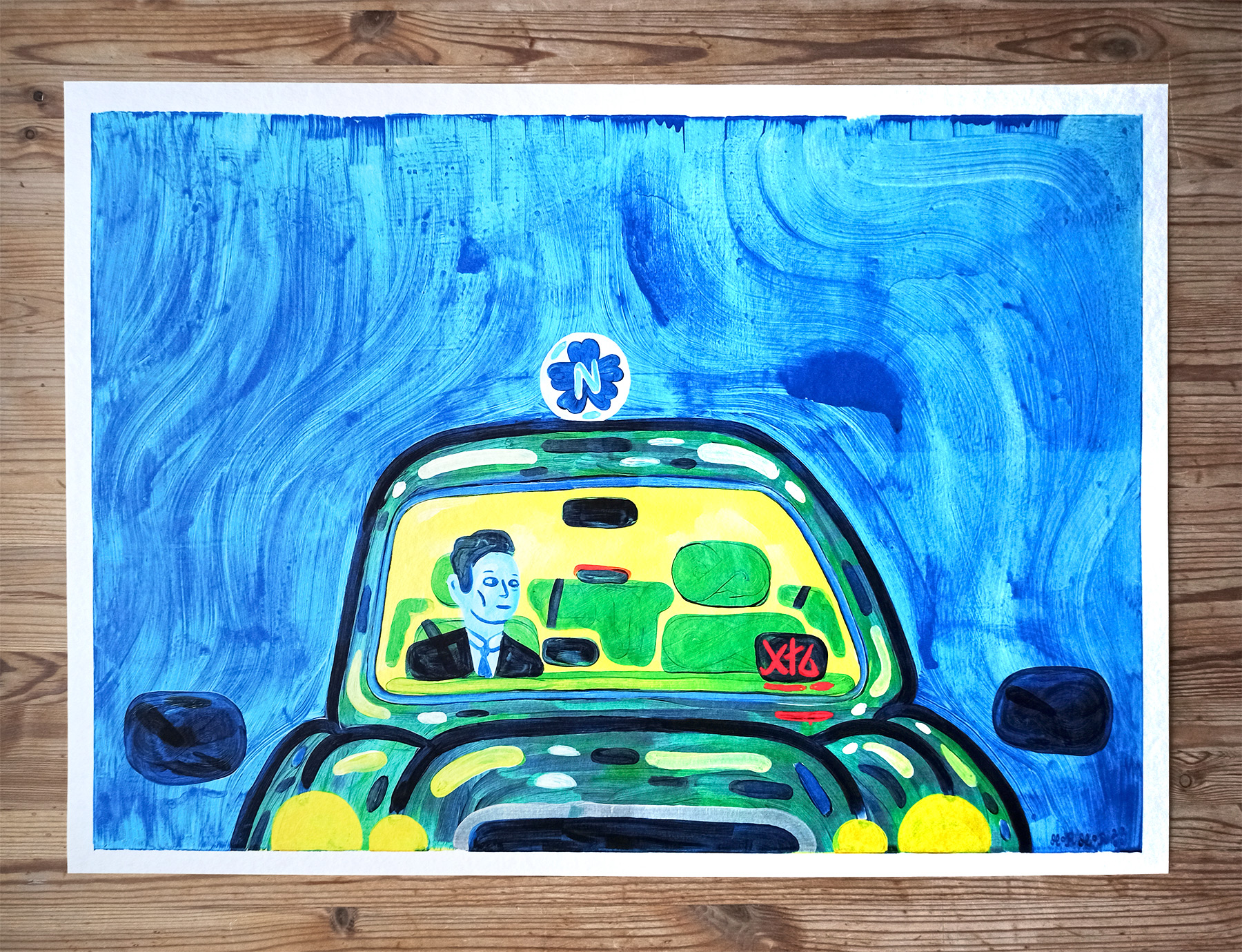 posters-prints, giclee-print, colorful, family-friendly, figurative, graphical, illustrative, pop, bodies, cartoons, everyday life, movement, people, blue, green, turquoise, yellow, ink, paper, amusing, danish, decorative, design, interior, interior-design, nordic, posters, pretty, prints, scandinavien, Buy original high quality art. Paintings, drawings, limited edition prints & posters by talented artists.