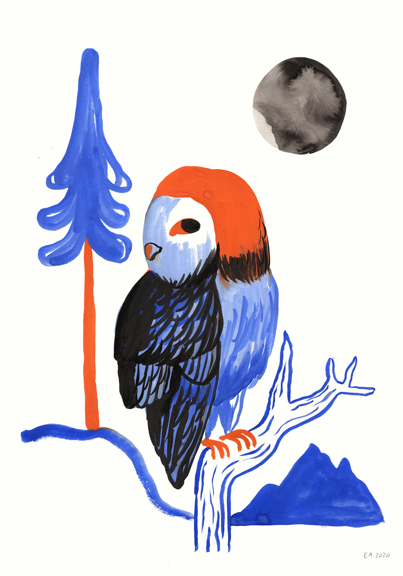 gouache-painting, watercolor-paintings, colorful, family-friendly, graphical, illustrative, landscape, pop, animals, botany, nature, wildlife, black, blue, red, gouache, ink, paper, beautiful, contemporary-art, danish, design, forest, interior, interior-design, modern, modern-art, mountains, naturalism, nordic, posters, pretty, scandinavien, Buy original high quality art. Paintings, drawings, limited edition prints & posters by talented artists.