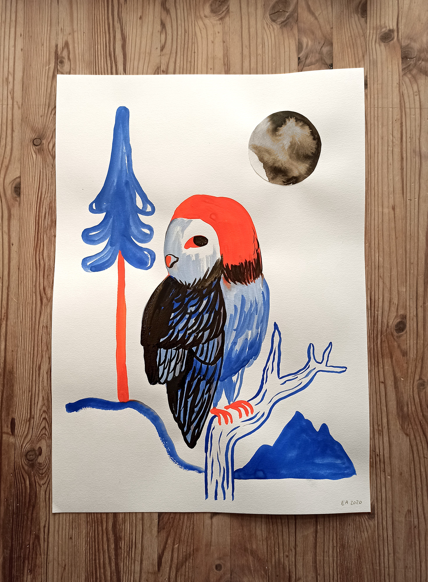 gouache-painting, watercolor-paintings, colorful, family-friendly, graphical, illustrative, landscape, pop, animals, botany, nature, wildlife, black, blue, red, gouache, ink, paper, beautiful, contemporary-art, danish, design, forest, interior, interior-design, modern, modern-art, mountains, naturalism, nordic, posters, pretty, scandinavien, Buy original high quality art. Paintings, drawings, limited edition prints & posters by talented artists.
