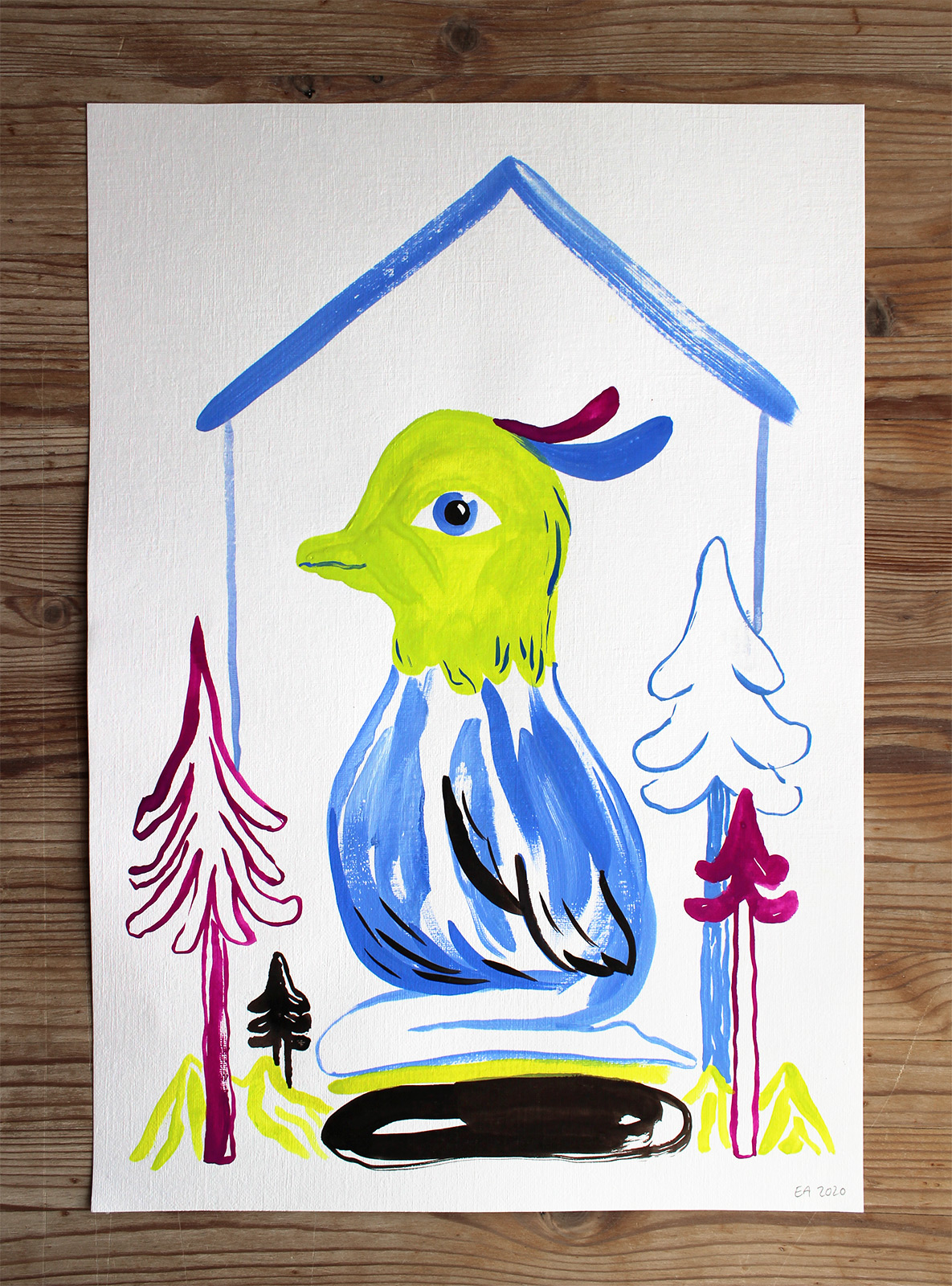 drawings, watercolor-paintings, collages, colorful, family-friendly, figurative, illustrative, minimalistic, animals, botany, nature, wildlife, blue, green, violet, ink, paper, watercolor, birds, contemporary-art, cute, danish, decorative, design, interior, interior-design, modern, nordic, plants, prints, scandinavien, Buy original high quality art. Paintings, drawings, limited edition prints & posters by talented artists.