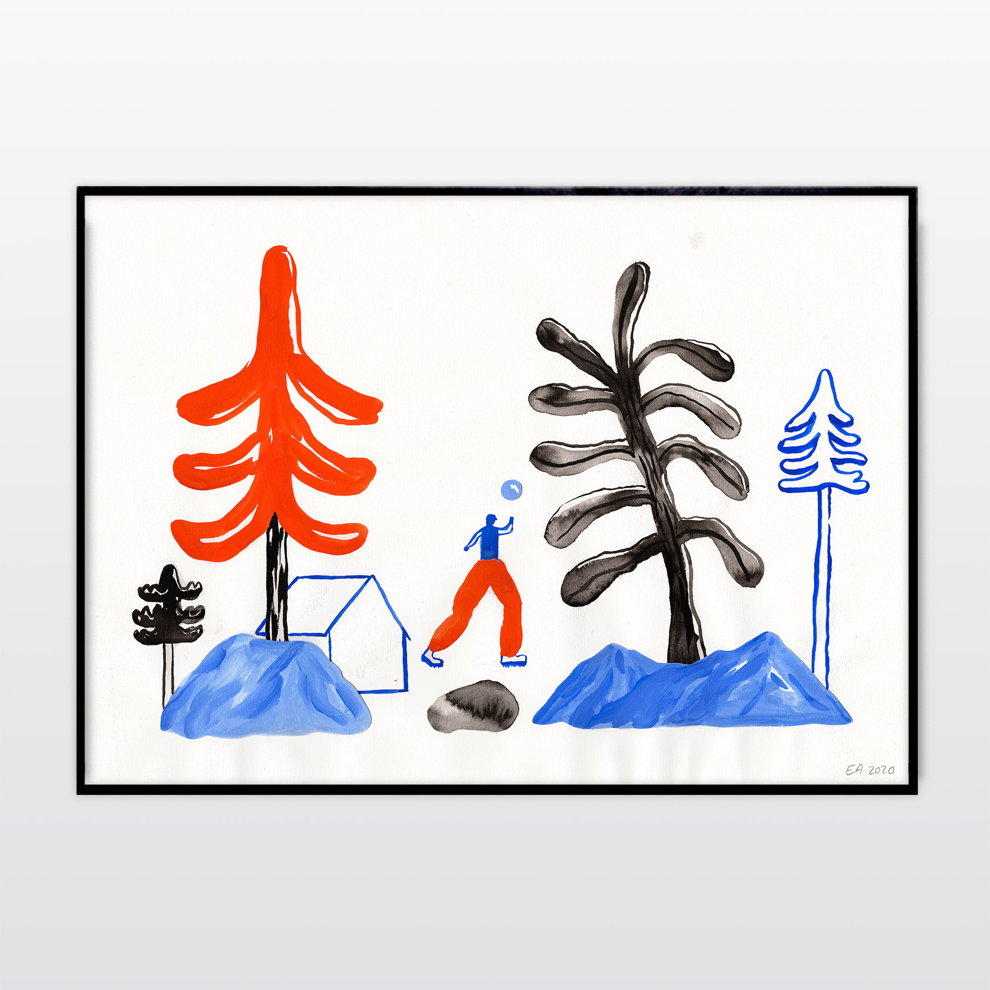 drawings, watercolor-paintings, collages, aesthetic, colorful, family-friendly, graphical, illustrative, minimalistic, botany, cartoons, nature, people, black, blue, red, acrylic, paper, watercolor, beautiful, danish, decorative, design, forest, interior, interior-design, modern, modern-art, nordic, posters, pretty, scandinavien, trees, Buy original high quality art. Paintings, drawings, limited edition prints & posters by talented artists.