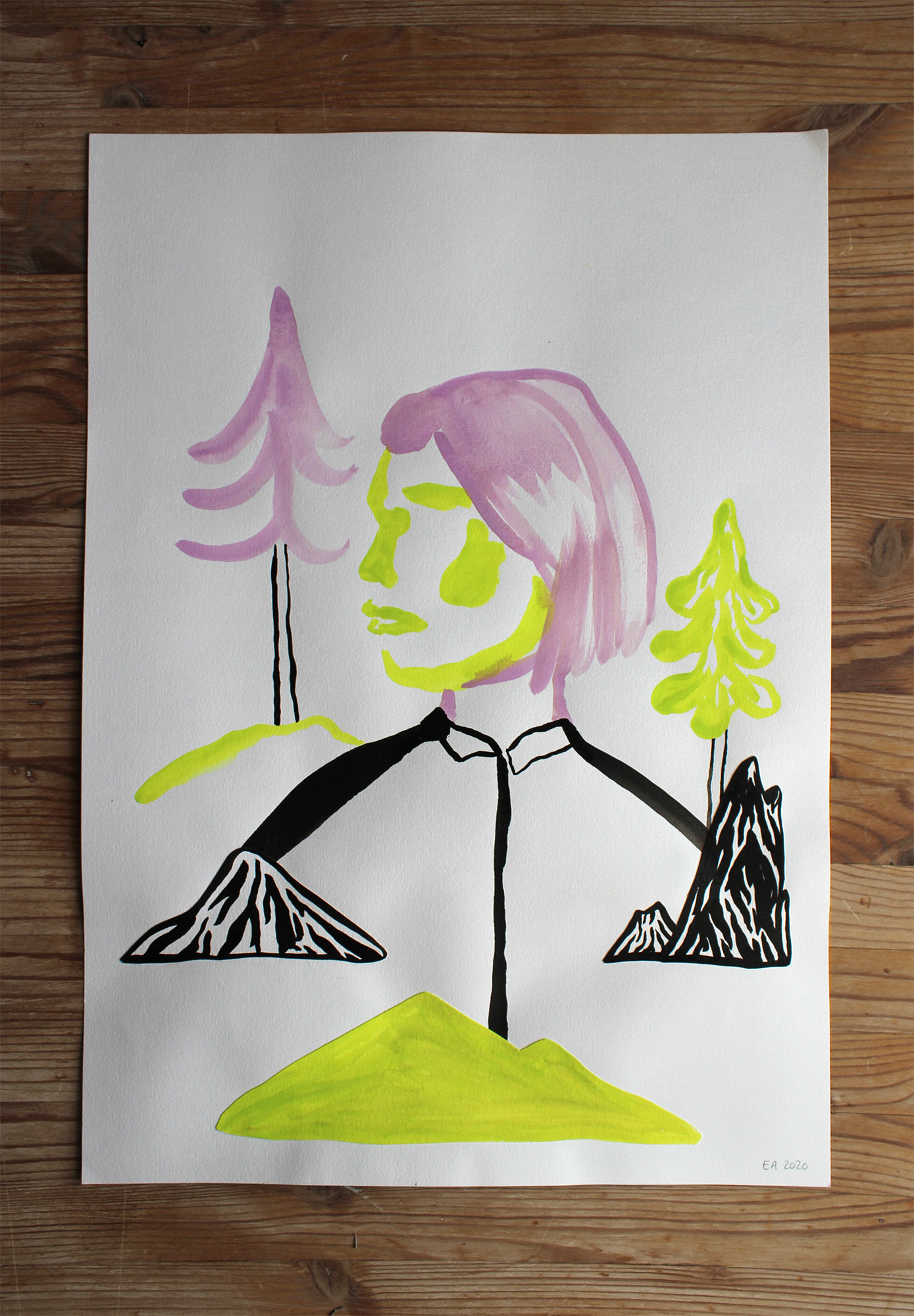 drawings, gouache-painting, watercolor-paintings, aesthetic, graphical, minimalistic, pop, animals, botany, nature, people, black, green, violet, gouache, ink, paper, beautiful, danish, decorative, design, forest, interior, interior-design, modern, modern-art, mountains, nordic, posters, pretty, prints, scandinavien, trees, Buy original high quality art. Paintings, drawings, limited edition prints & posters by talented artists.