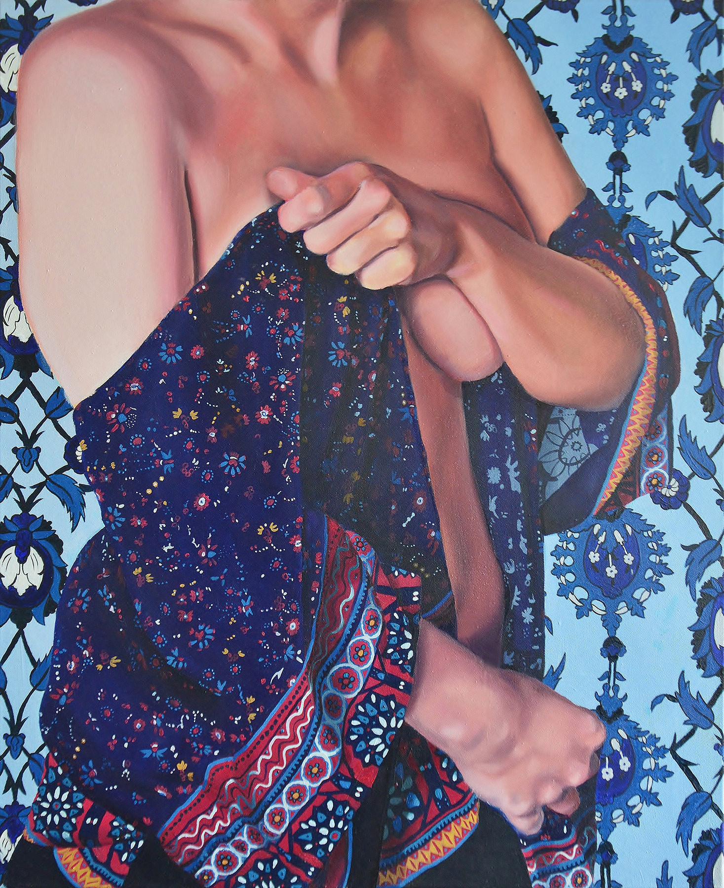 Shame | Paintings | Aleksandra Kalisz | Beauton Art Gallery paintings, aesthetic, figurative, portraiture, bodies, sexuality, black, blue, red, cotton-canvas, oil, erotic, natural, naturalism, nudity, sexual, Buy original high quality art. Paintings, drawings, limited edition prints & posters by talented artists.