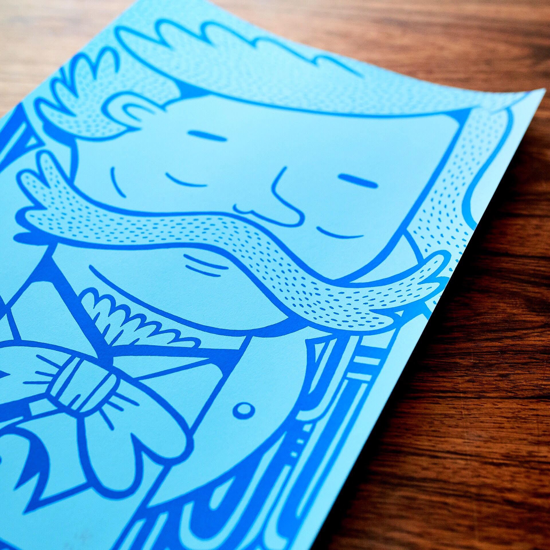 Blue Gentleman | Posters-prints, Serigraphs | Mormor | Beauton Art Gallery posters-prints, serigraphs, family-friendly, figurative, illustrative, monochrome, pop, cartoons, humor, people, blue, turquoise, acrylic, paper, amusing, contemporary-art, copenhagen, danish, decorative, design, faces, interior, interior-design, modern, modern-art, nordic, pop-art, posters, prints, scandinavien, urban, Buy original high quality art. Paintings, drawings, limited edition prints & posters by talented artists.