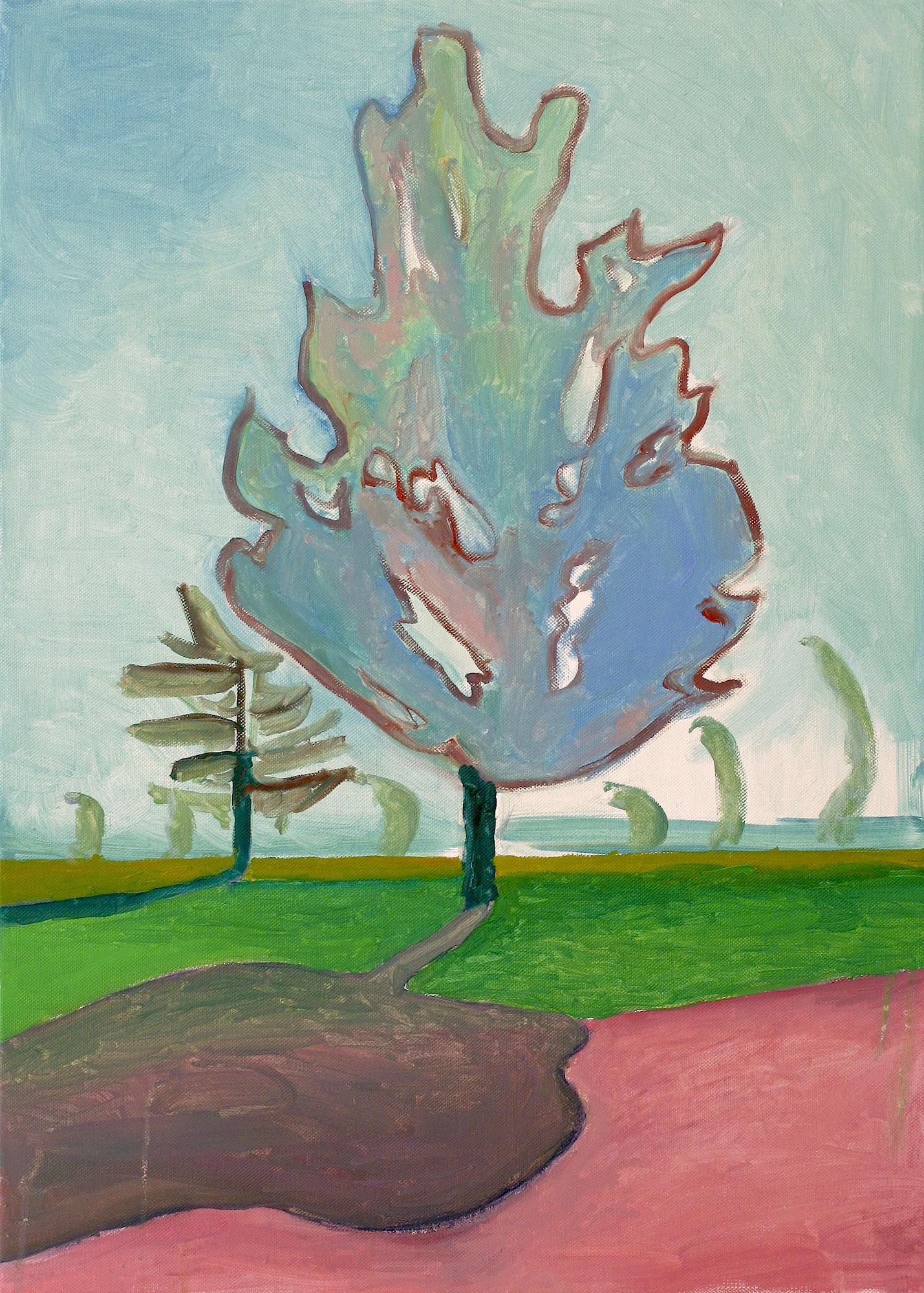 Georg Brandes Plads | Malerier | Rafael Guerrero Céspedes | Beauton Art Gallery malerier, æstetiske, nordisk, landskab, eskspressionisme, Scandinavisk, botanik, stemninger, forår, natur, årstider, pink, grønne, violet, blå,  bomuldslærred, olie, atmosfære, smukke, samtidskunst, træer, dag, dekorative, skov, lodret, moderne-kunst, naturlig, naturealistiske, udendørs, sceneri, sommer, sol, symbolsk, rolige, vilde, københavn, Køb original kunst og kunstplakater. Malerier, tegninger, limited edition kunsttryk & plakater af dygtige kunstnere.