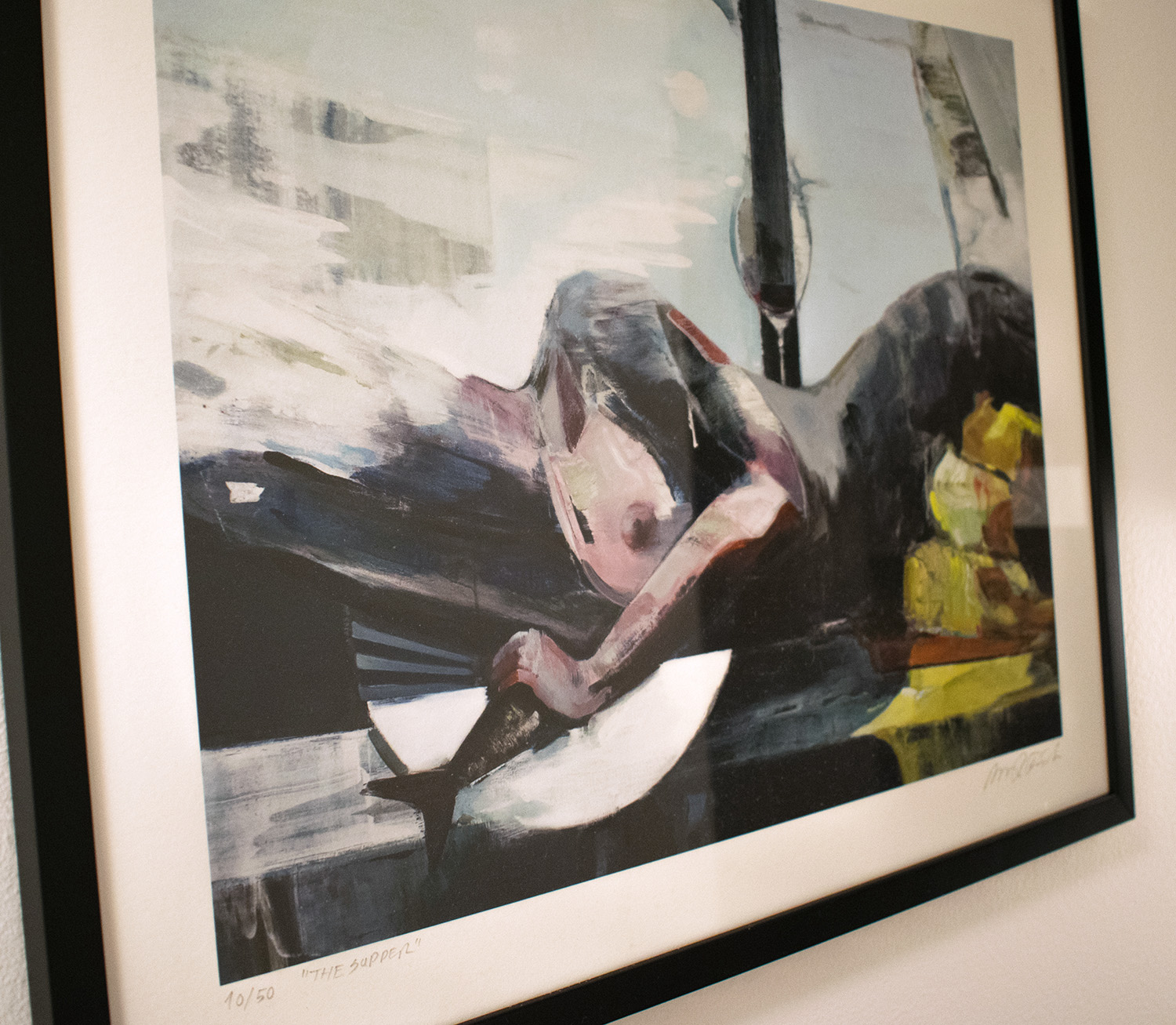 The supper -  limited edition fine art print by marck fink horse woman graphics ocean sea 
