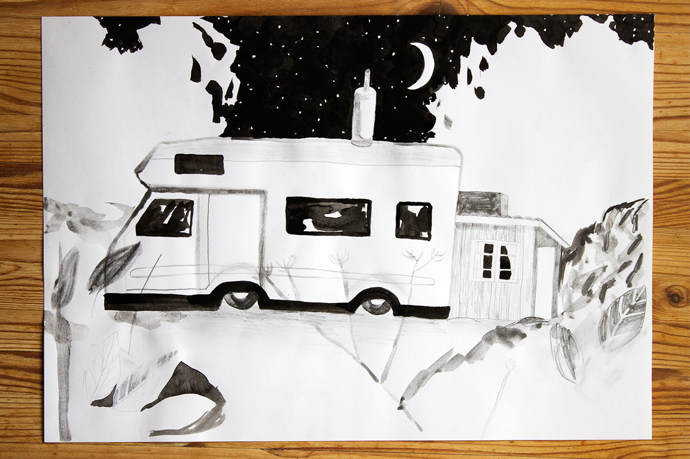 drawings, watercolors, aesthetic, figurative, landscape, monochrome, botany, nature, sky, black, white, artliner, ink, paper, watercolor, black-and-white, cars, decorative, interior, interior-design, scenery, trees, Buy original high quality art. Paintings, drawings, limited edition prints & posters by talented artists.