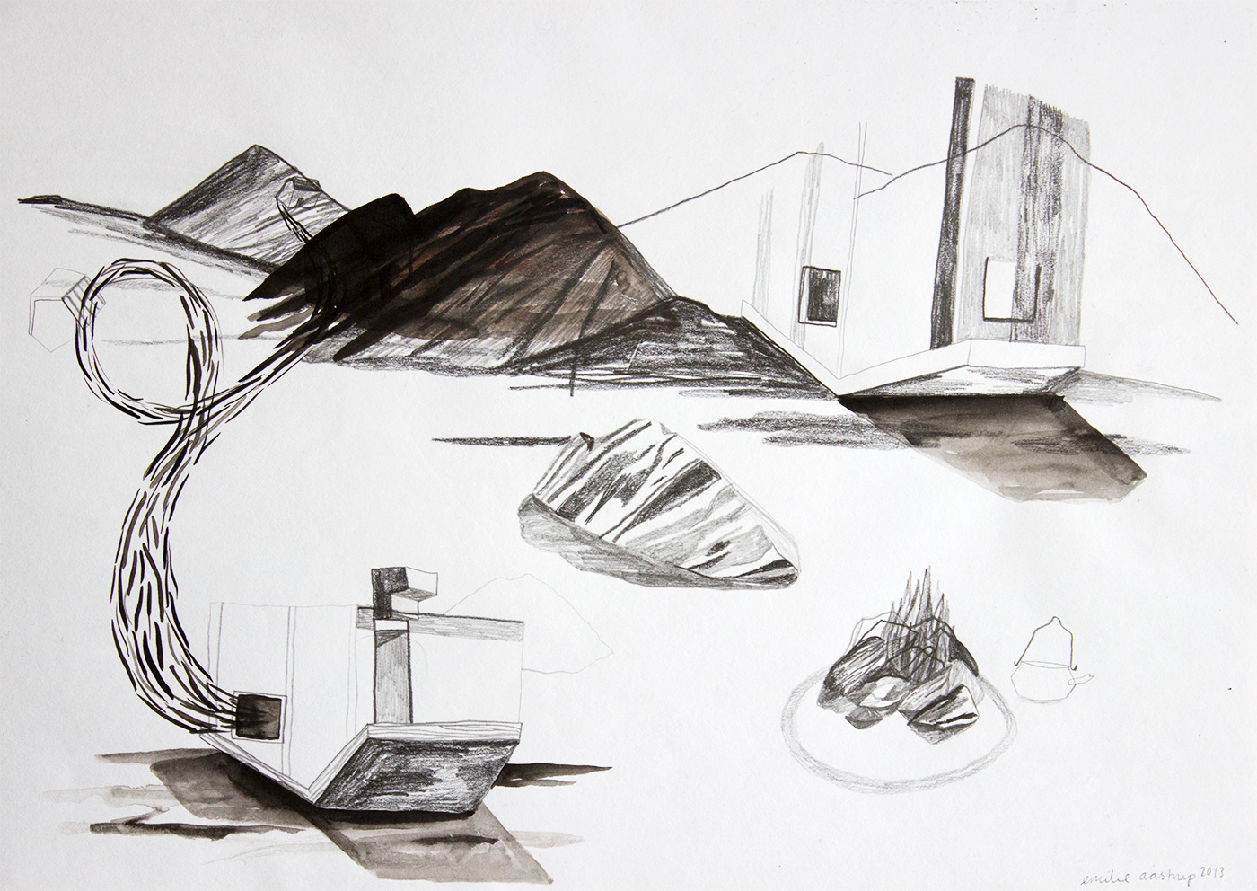 drawings, geometric, landscape, architecture, nature, patterns, black, grey, white, artliner, charcoal, pencils, buildings, scenery, Buy original high quality art. Paintings, drawings, limited edition prints & posters by talented artists.