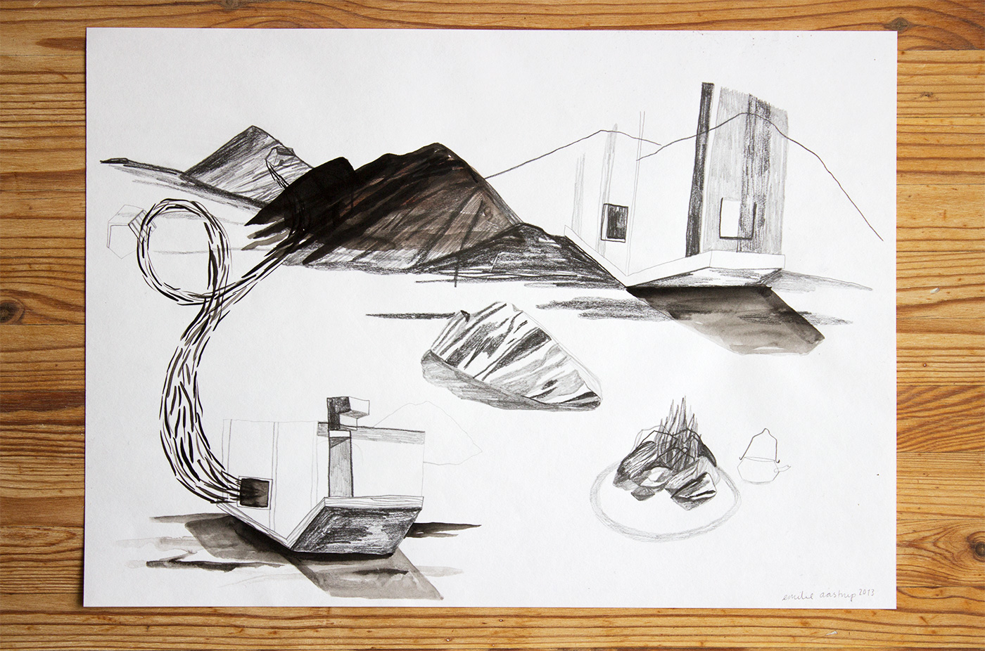 drawings, geometric, landscape, architecture, nature, patterns, black, grey, white, artliner, charcoal, pencils, buildings, scenery, Buy original high quality art. Paintings, drawings, limited edition prints & posters by talented artists.