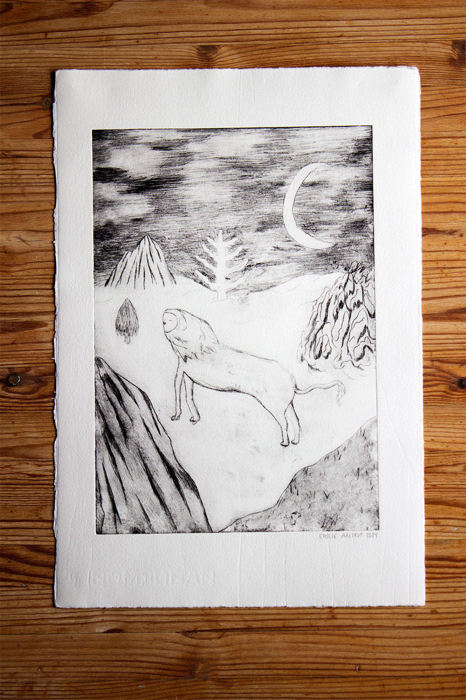 Untitled VIII | Posters-prints, Lithographs, Engravings | Emilie Aastrup | Beauton Art Gallery posters-prints, lithographs, engravings, illustrative, landscape, monochrome, animals, pets, sky, wildlife, black, grey, white, ink, paper, black-and-white, dance, decorative, design, interior, interior-design, nordic, scandinavien, wild-animals, Buy original high quality art. Paintings, drawings, limited edition prints & posters by talented artists.