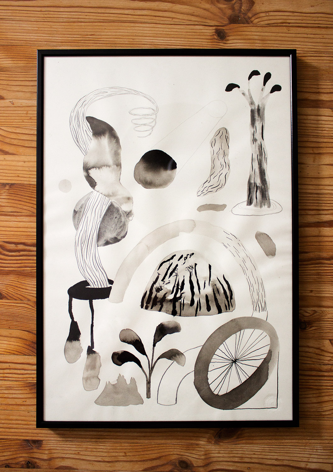 Nature I | Drawings, Gouache, Watercolors | Emilie Aastrup | Beauton Art Gallery drawings, gouache, watercolors, abstract, aesthetic, landscape, monochrome, botany, nature, patterns, beige, black, paper, watercolor, abstract-forms, beautiful, black-and-white, decorative, flowers, interior, interior-design, plants, pretty, trees, Buy original high quality art. Paintings, drawings, limited edition prints & posters by talented artists.