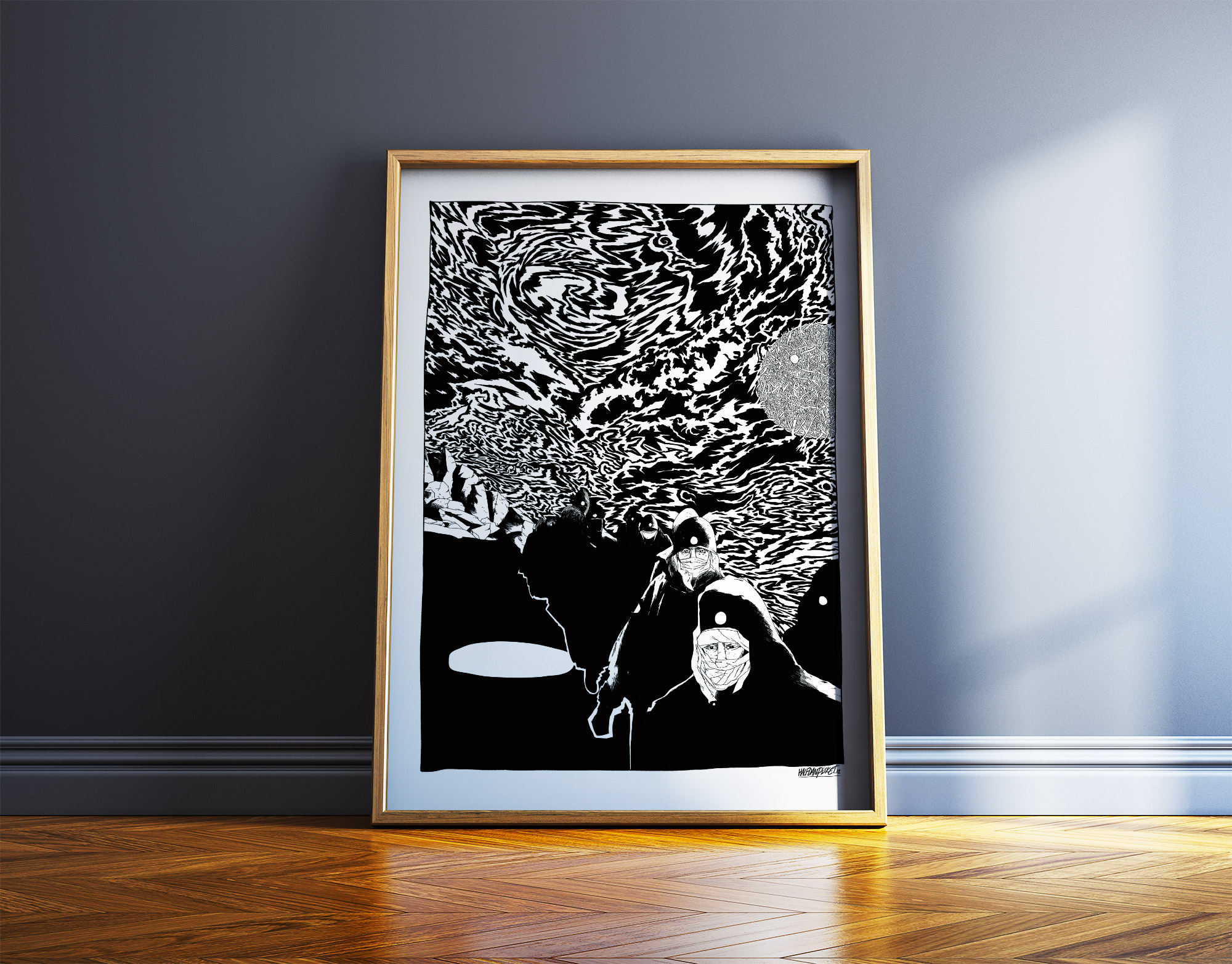 posters-prints, giclee-print, graphical, illustrative, monochrome, portraiture, cartoons, movement, nature, sky, black, white, ink, paper, atmosphere, black-and-white, contemporary-art, danish, decorative, design, faces, modern, modern-art, mountains, nordic, posters, prints, scandinavien, scenery, Buy original high quality art. Paintings, drawings, limited edition prints & posters by talented artists.