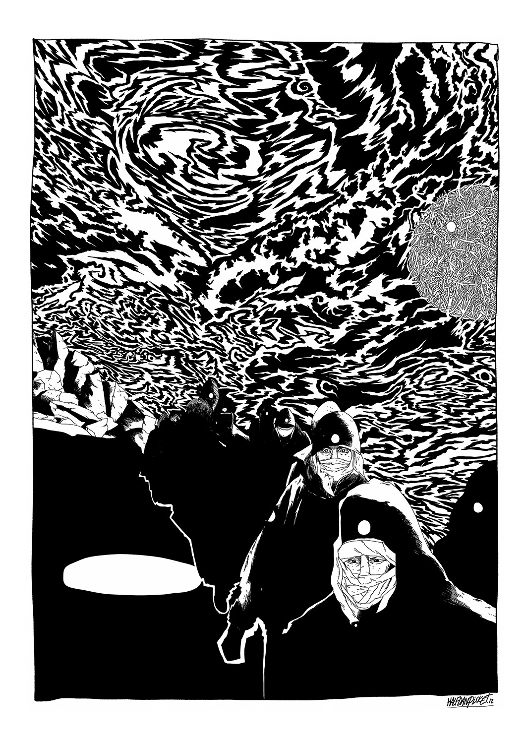 Expedition | Posters-prints, Giclee-print | Halfdan Pisket | Beauton Art Gallery posters-prints, giclee-print, graphical, illustrative, monochrome, portraiture, cartoons, movement, nature, sky, black, white, ink, paper, atmosphere, black-and-white, contemporary-art, danish, decorative, design, faces, modern, modern-art, mountains, nordic, posters, prints, scandinavien, scenery, Buy original high quality art. Paintings, drawings, limited edition prints & posters by talented artists.