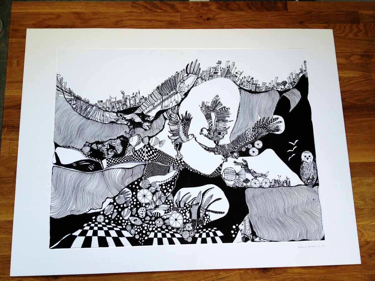 Eagles. An original illustration by artist Marianne Stenberg. illustration. Expressive modern art. animals. talented artists, online art gallery.